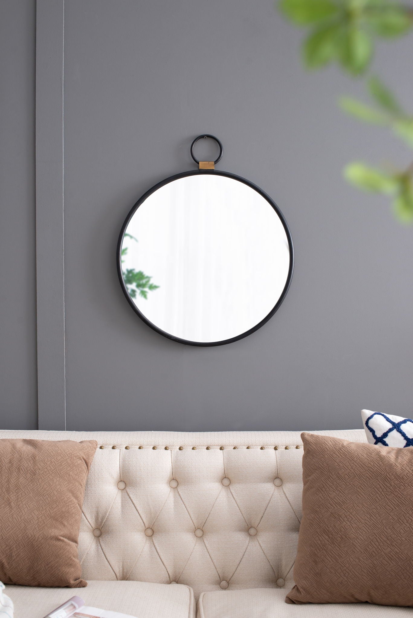 Wall Mirror With Frame, Contemporary Minimalist Accent Mirror For Living Room, Foyer, Entryway, Bedroom - Black