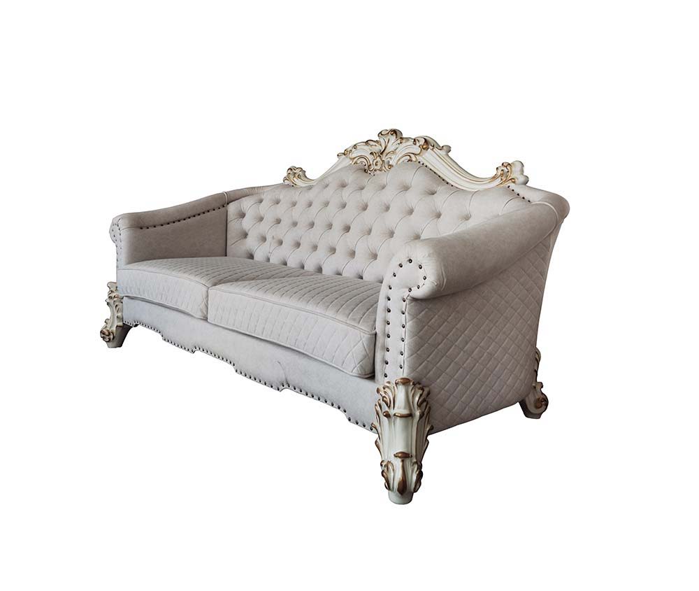 ACME Vendom II - Sofa - Two Tone Ivory Fabric & Antique Pearl Finish | Meri Furniture