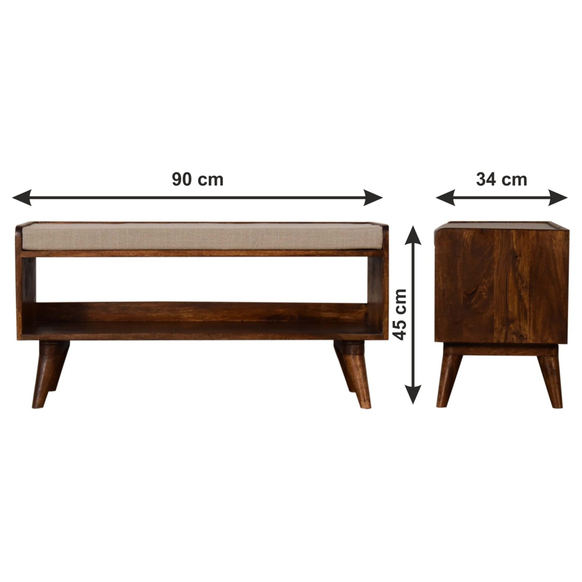 Solid Wood Bench With Upholstered Sea