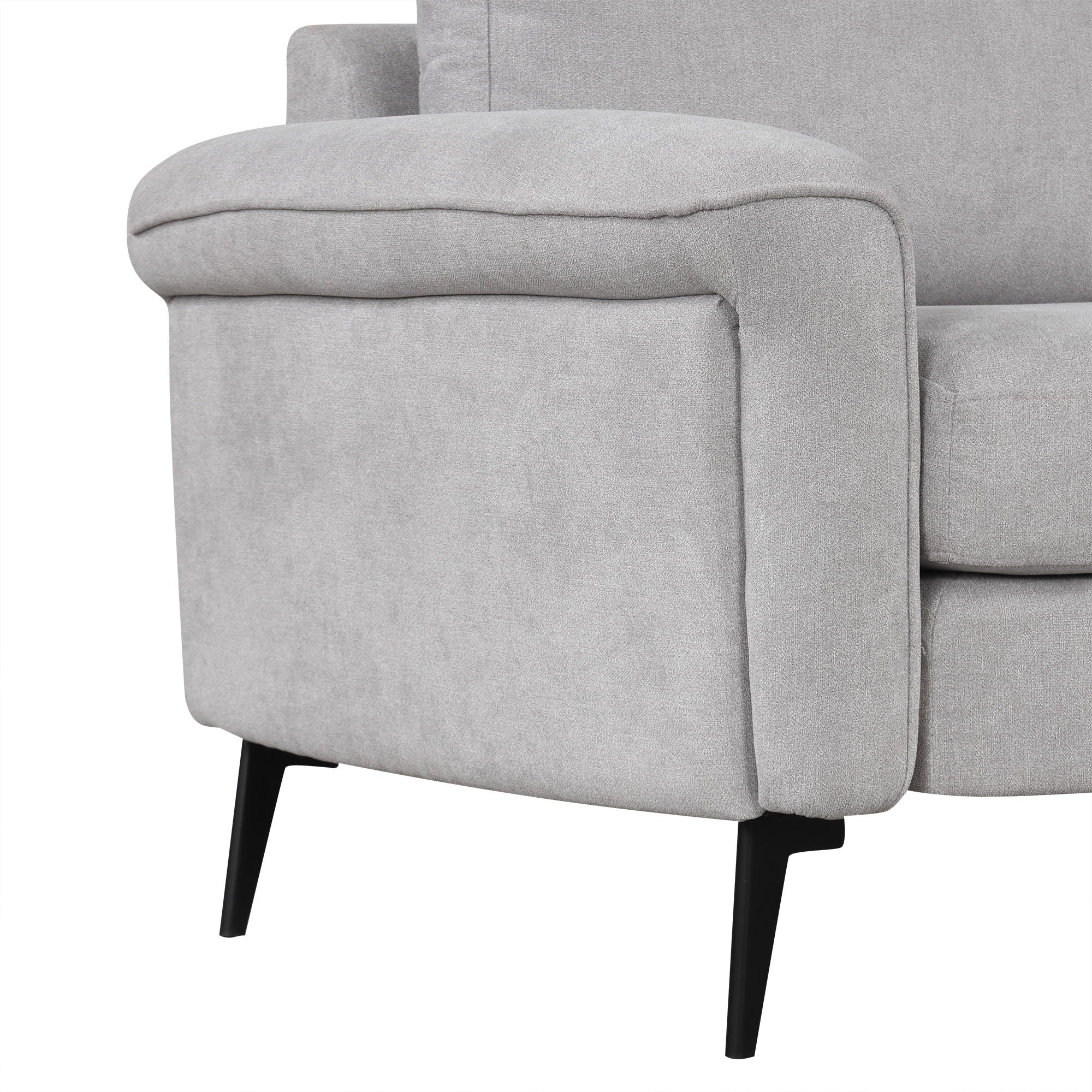 Upholstered 3 Seater Curved Sofa With Printed Pillows Chenille