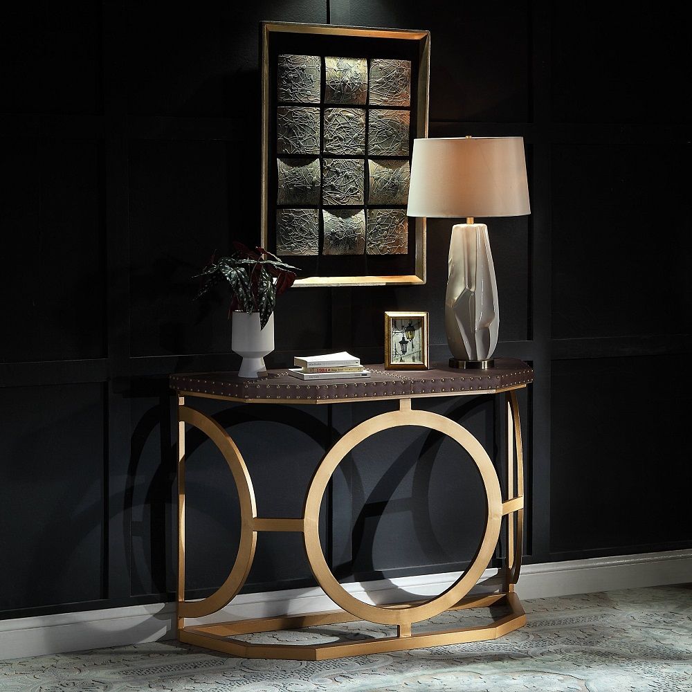 ACME Solara - Console Table - Brown & Gold | Meri Furniture