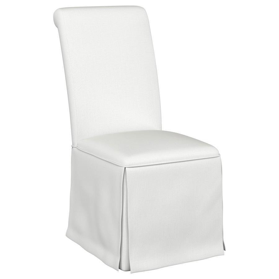 Coaster Fine Furniture Shawna - Upholstered Skirted Dining Chair (Set of 2) - White | Meri Furniture