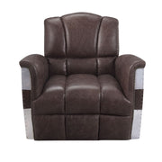 ACME Brancaster - Accent Chair - Retro Brown Top Grain Leather & Aluminum - 35" | Meri Furniture