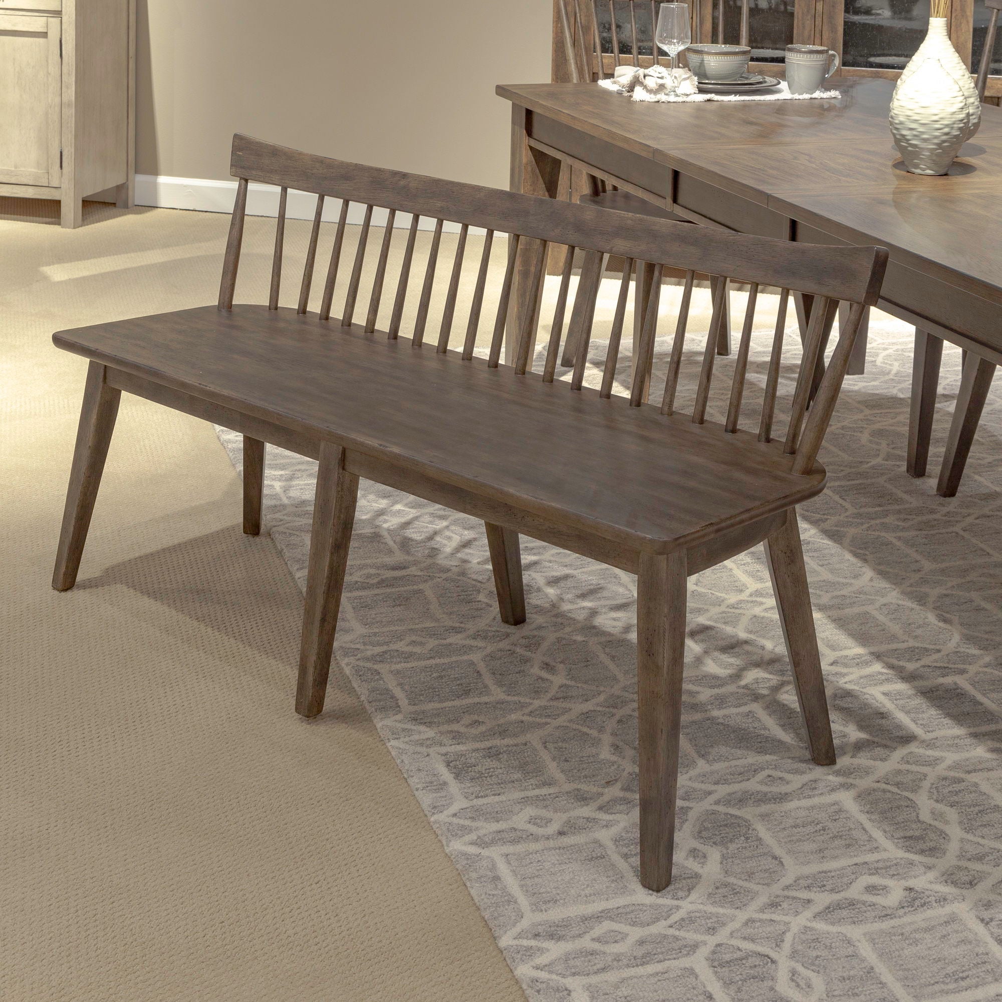 Liberty Furniture Midland Falls - Spindle Back Bench (RTA) - Dark Brown | Meri Furniture