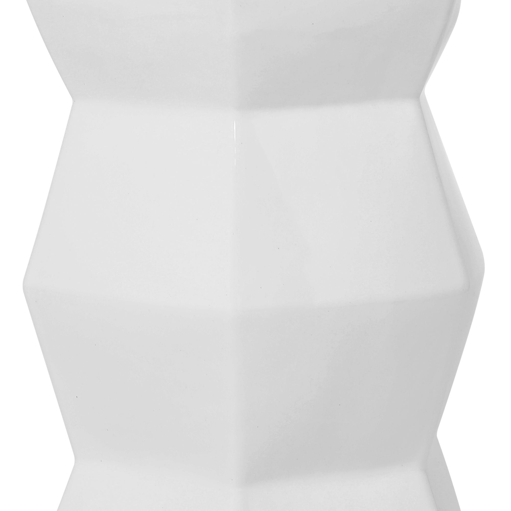 Contemporary Ceramic Drum Stool Indoor / Outdoor Side Table Glazed Accent Garden Stool - White