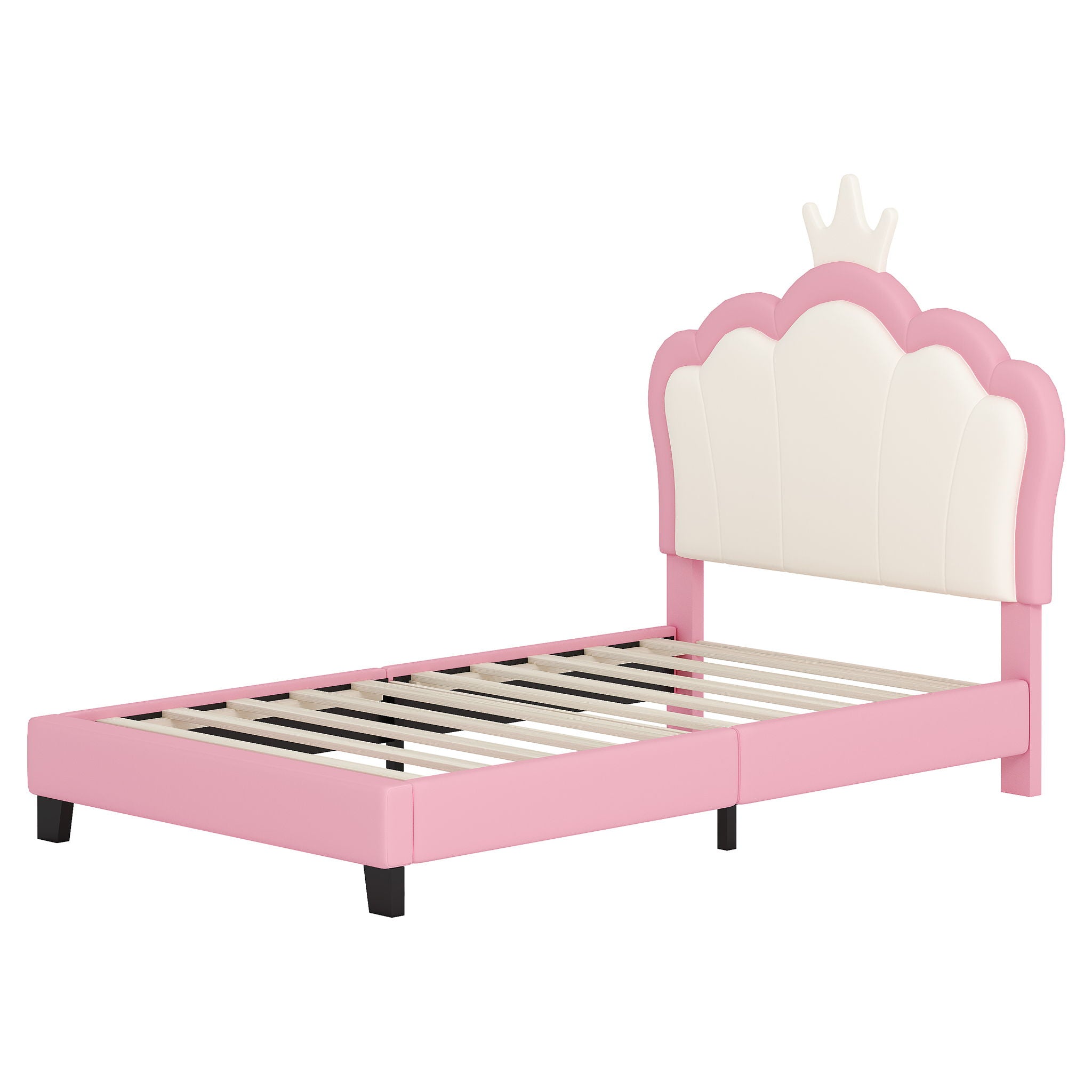 Upholstered Princess Platform Bed With Crown Headboard