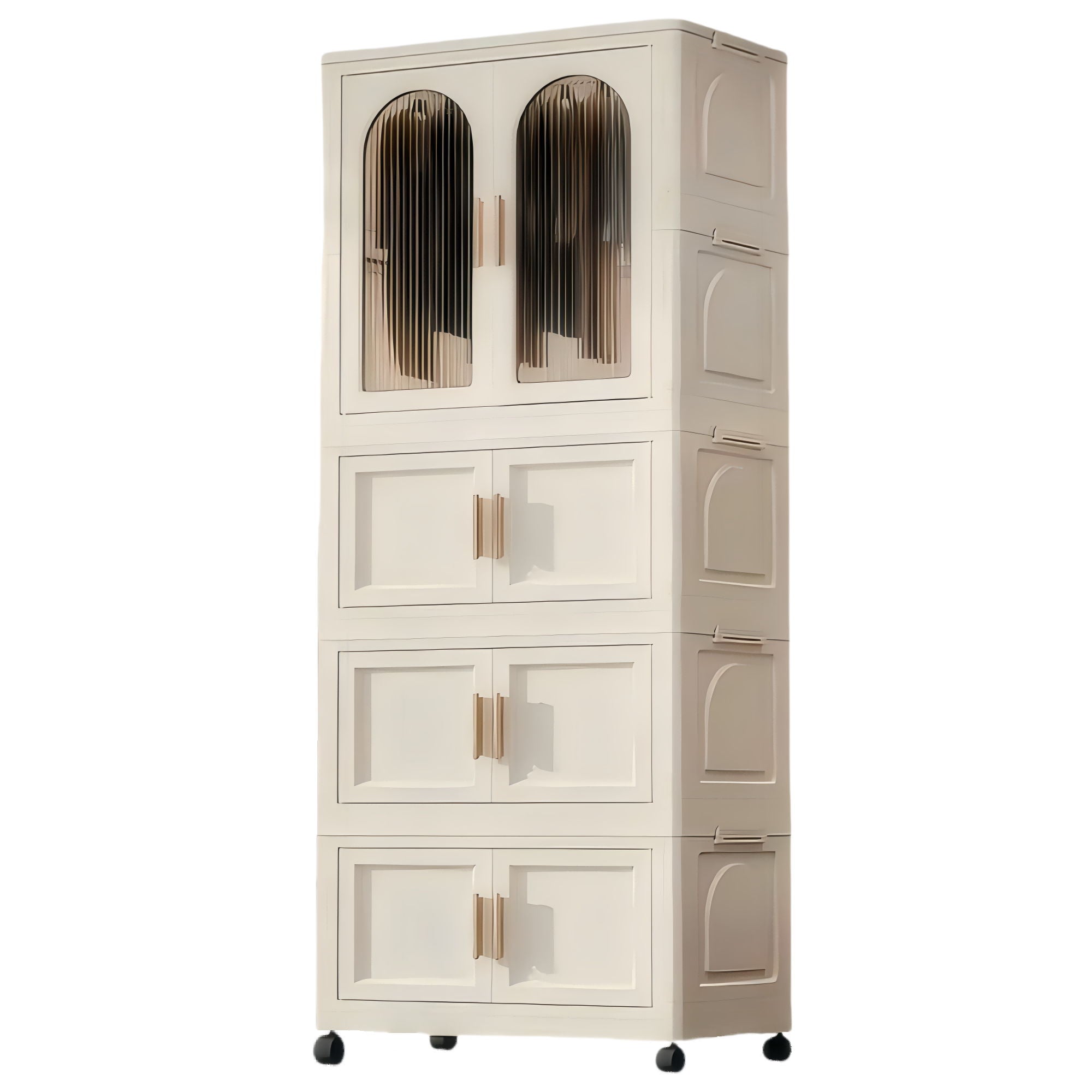 Folding Wardrobe Cabinet With Magnetic Doors, Wheels And Hangers
