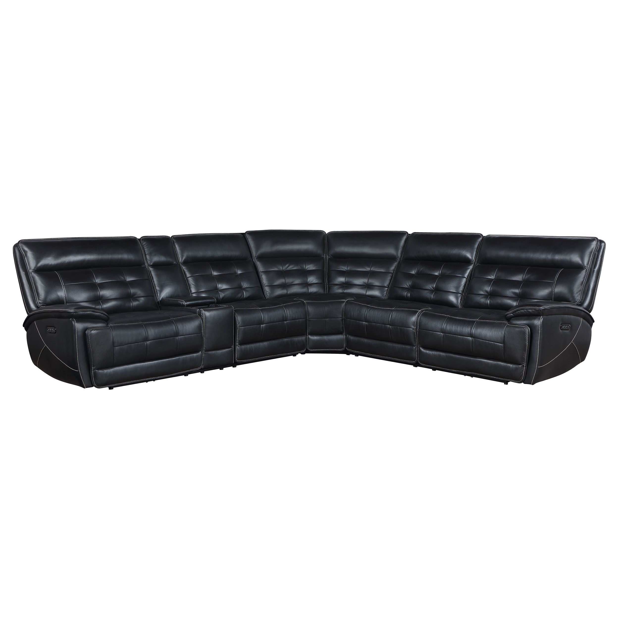 Coaster Fine Furniture Hewitt - Leather Upholstered Power Reclining Sectional - Black | Meri Furniture