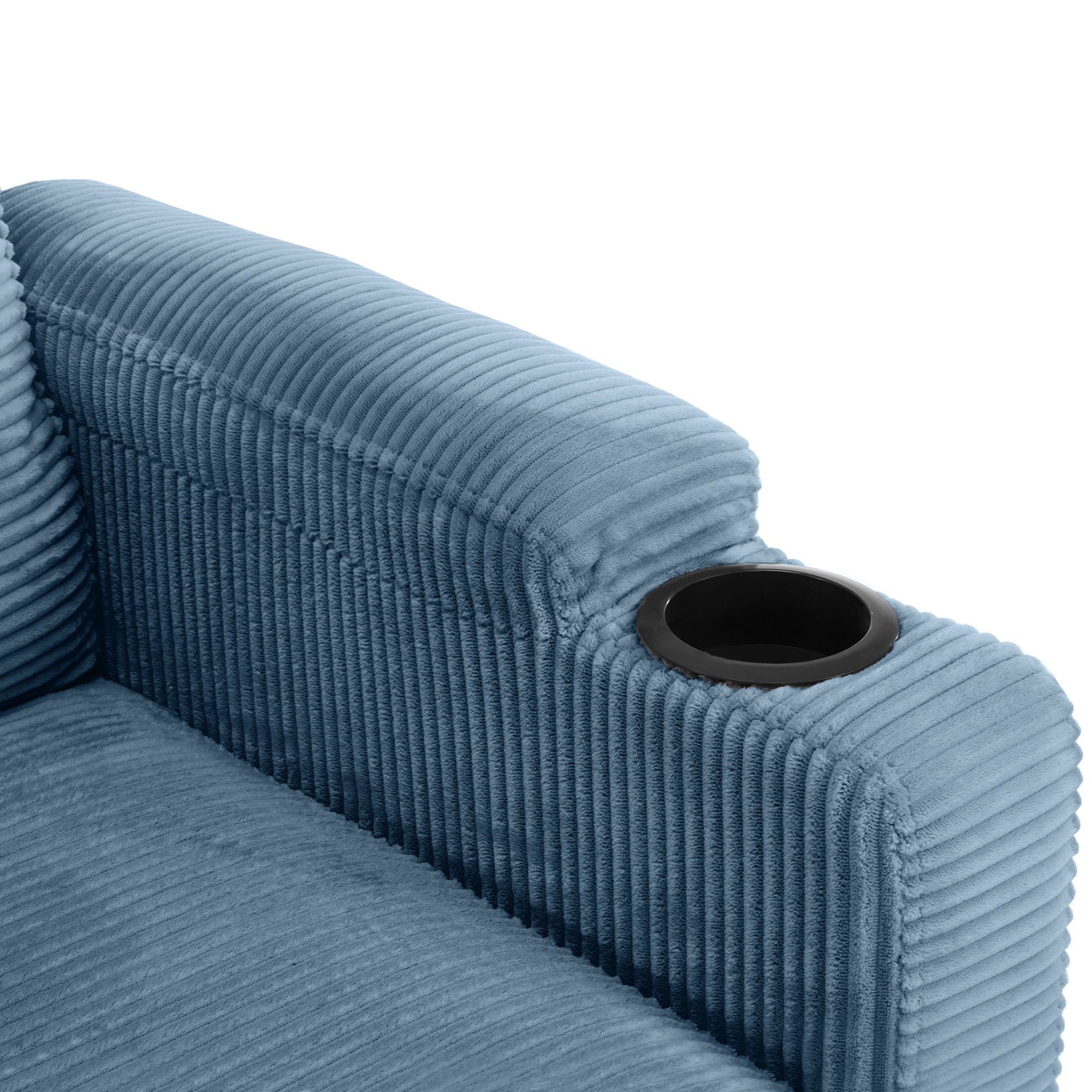 Corduroy Sleeper Sofa Loveseat Sofa With Full Size Mattress, 2 USB Ports, 2 Cup Holders, 2 Side Pockets And Phone Holder