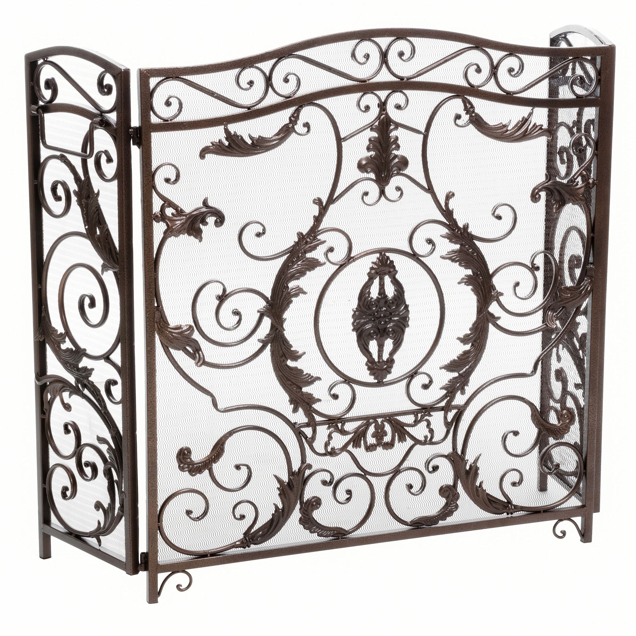 Mariella - Traditional Floral Iron Fireplace Screen With Ornate Design
