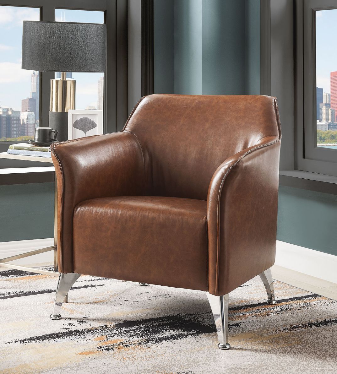 Teague - Accent Chair - Brown Synthetic Leather