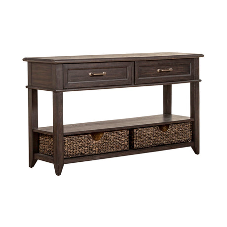 Liberty Furniture Mill Creek - 2 Drawer Sofa Table - Dark Brown | Meri Furniture