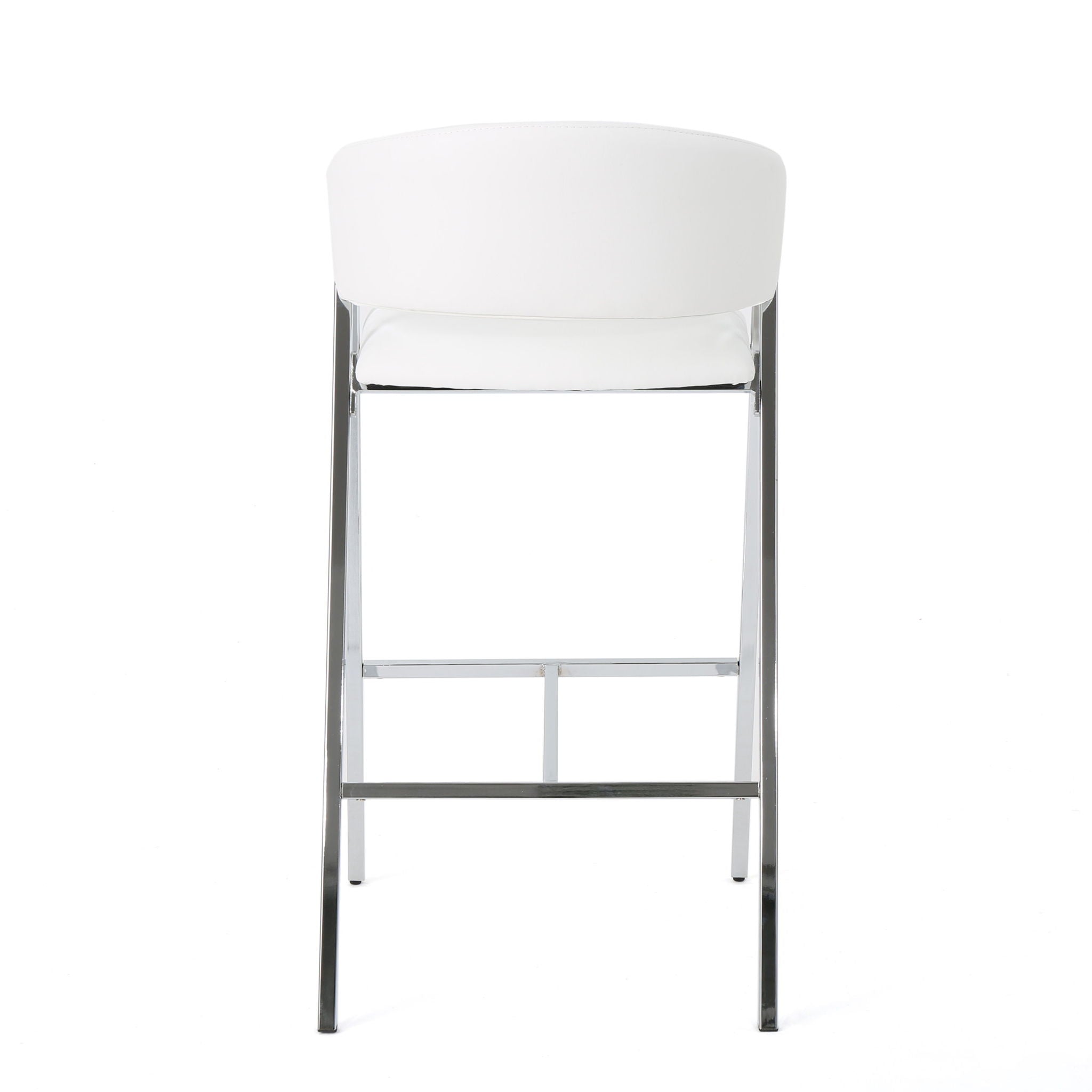 Modern Bar Stools With Low Back And Arms And Durable Metal Frame (Set of 2) - Ivory