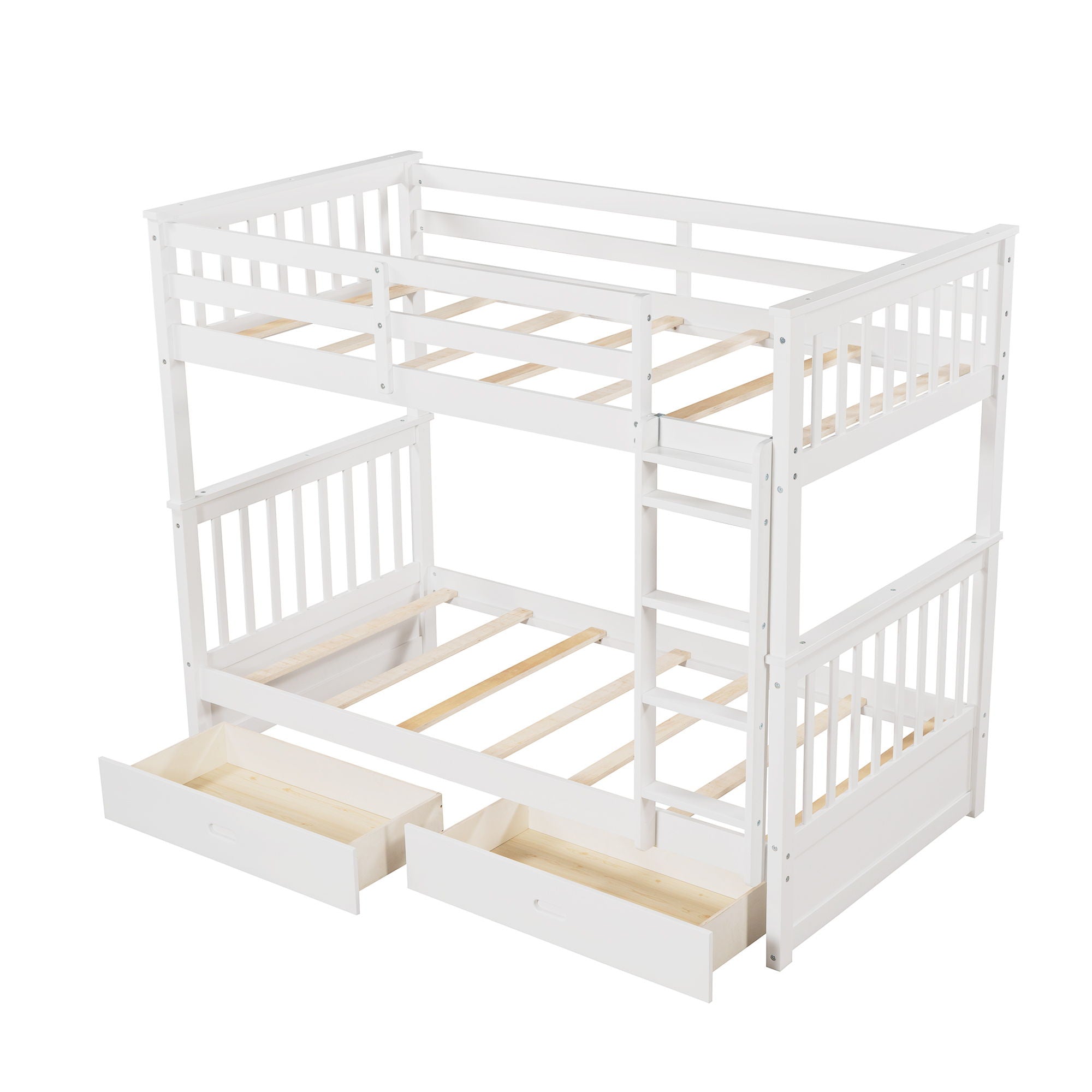 Bunk Bed With Ladders And 2 Storage Drawers