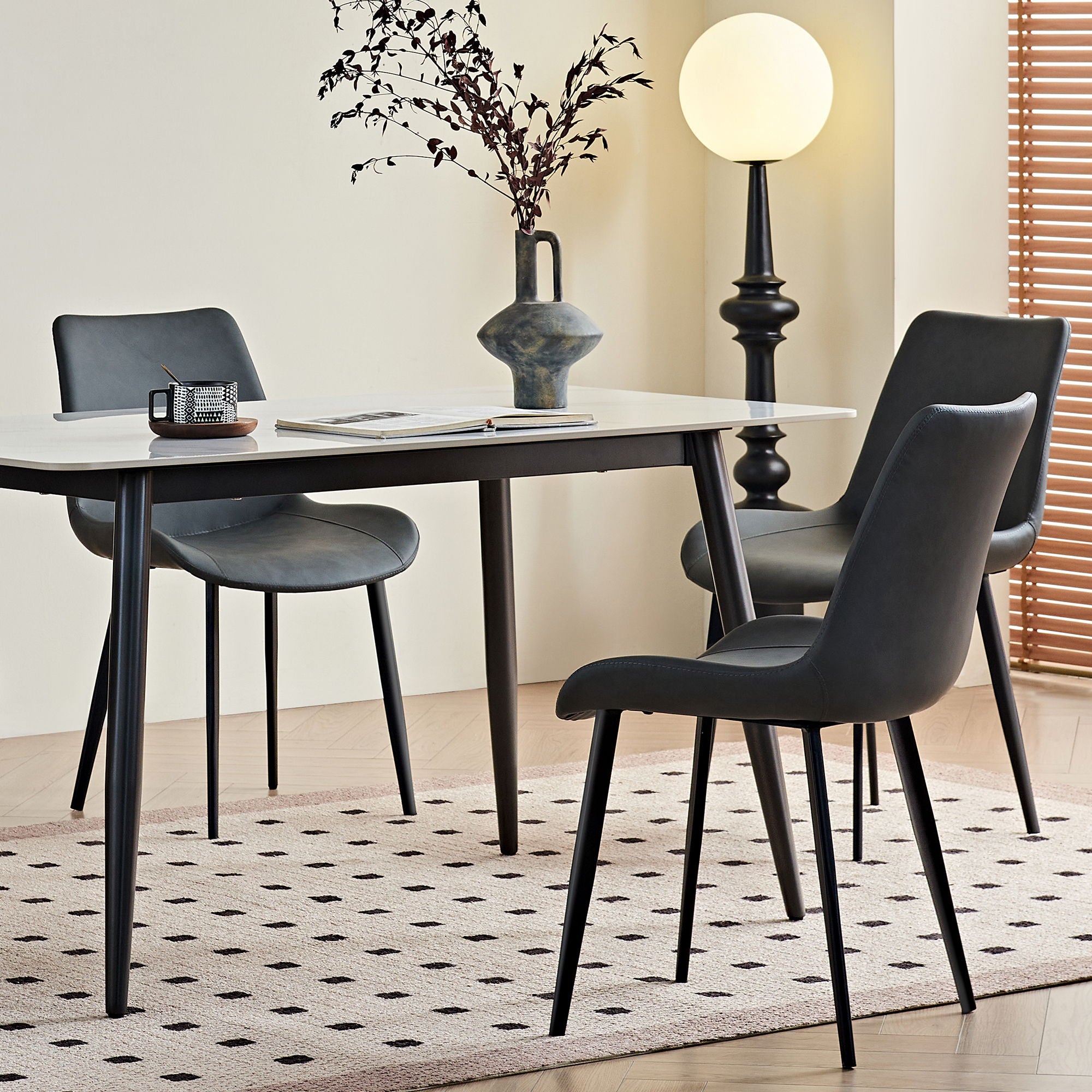 Dining Table Set, Chairs (Set of 2) - Gray