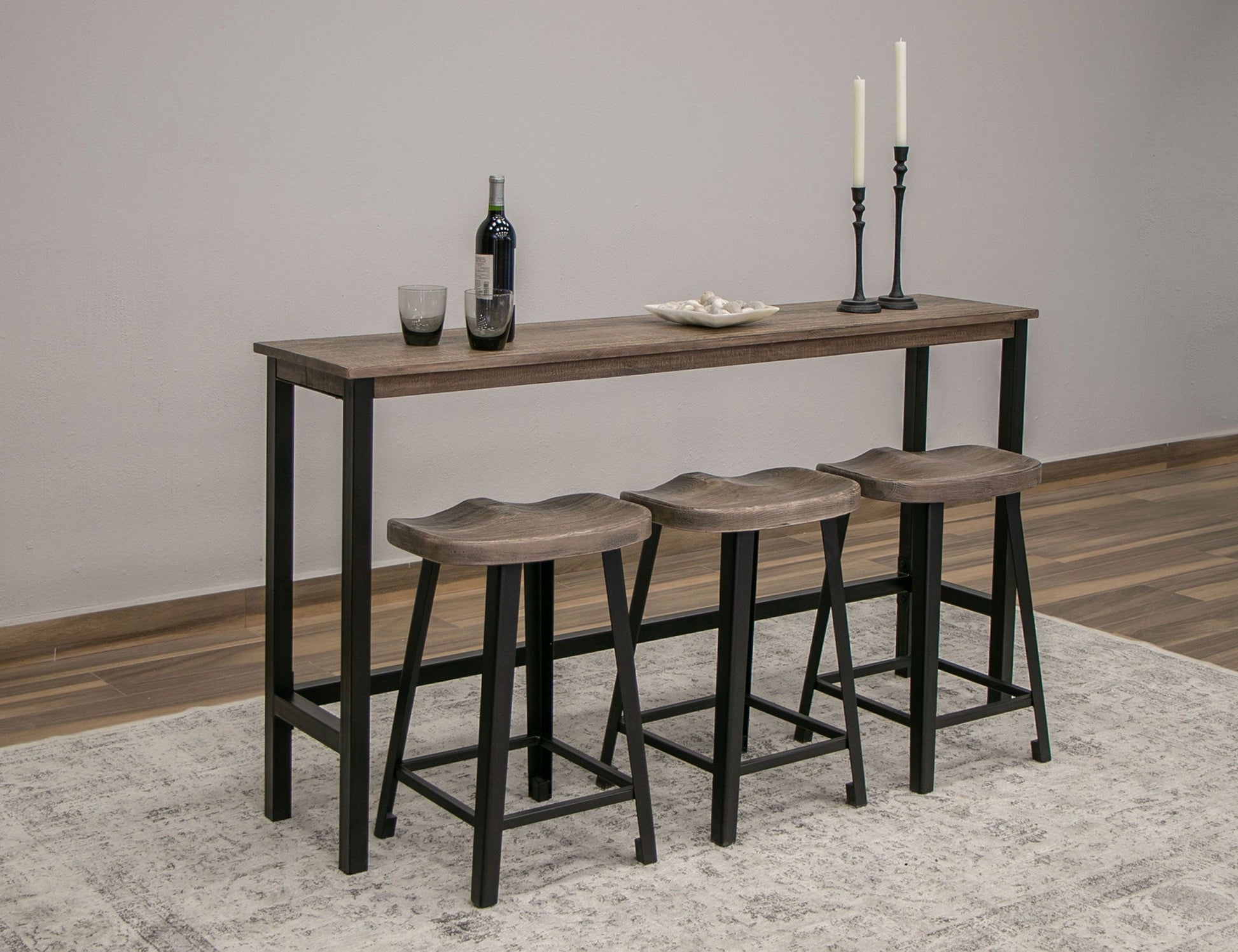 International Furniture Direct Blacksmith - 24" Stool - Truffle Brown / Oil Black | Meri Furniture