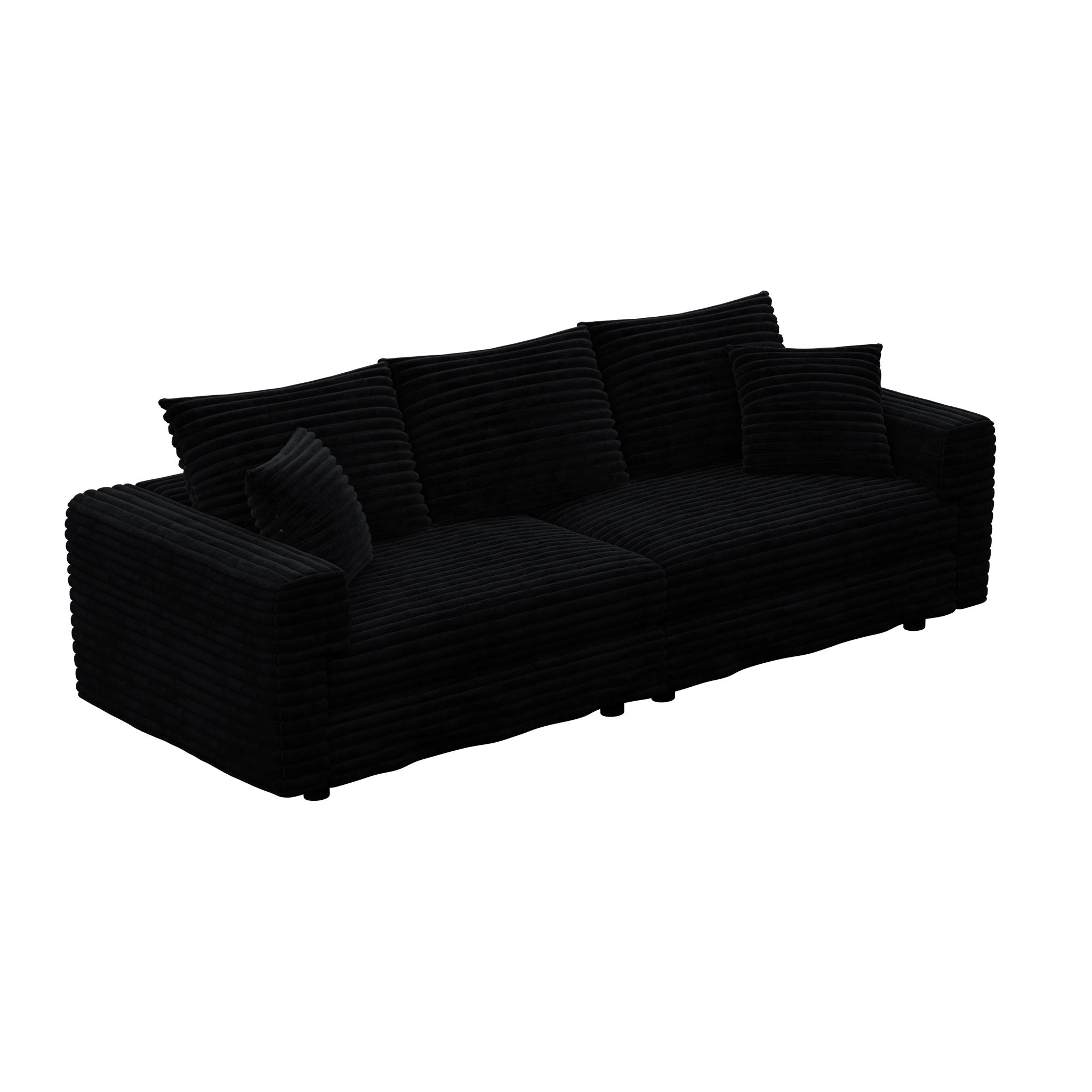 Plush Corduroy 4 Seat Sofa, Modern Comfy Upholstered Sofa Cloud Couch, Deep Seat Couches With Soft Pillows