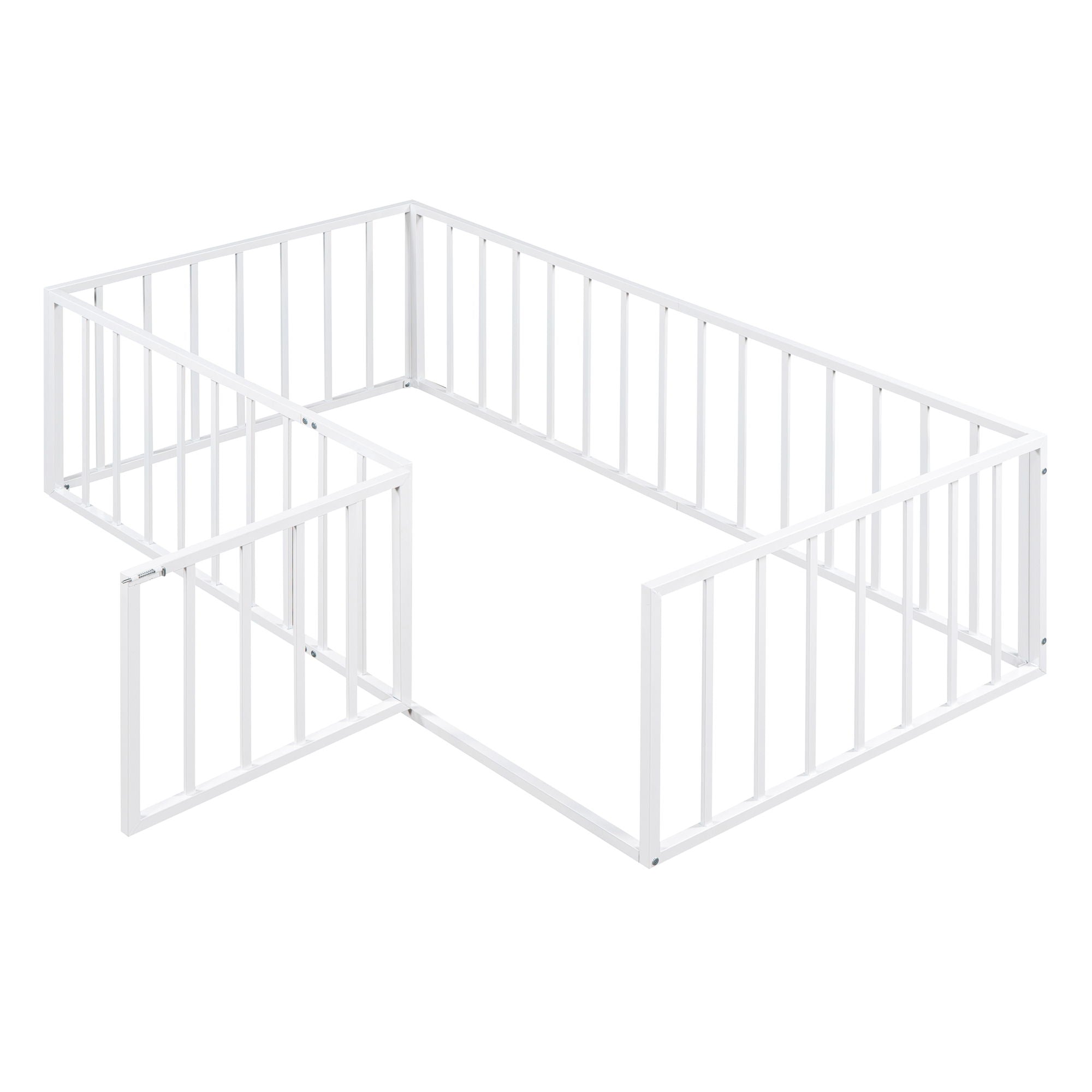 Metal Floor Bed Frame With Fence And Door