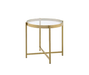 ACME Charrot - End Table - Gold Finish | Meri Furniture
