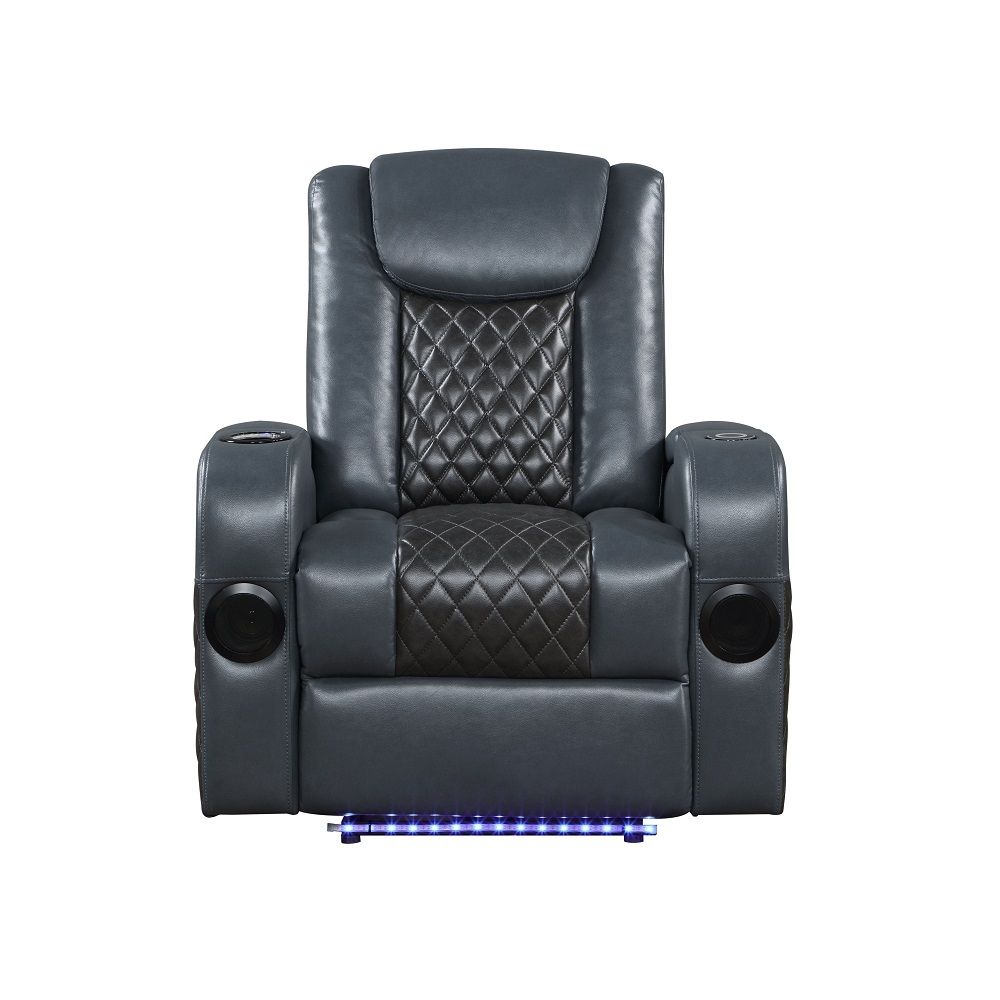 ACME Seat Construction: Pocket Coil Tight Seat & Back Cushion LED Light Included 2 Bluetooth Speaker Cooling Cup Holder Wireless Charger Included Storage Arm | Meri Furniture