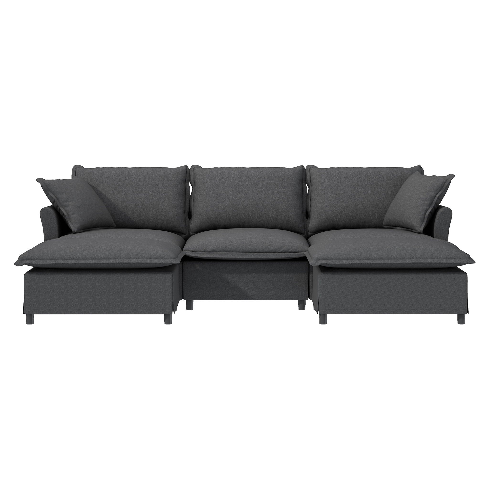 Sectional Sofa With Ottoman Cloud Couch Set With Throw Pillows, Free Combination