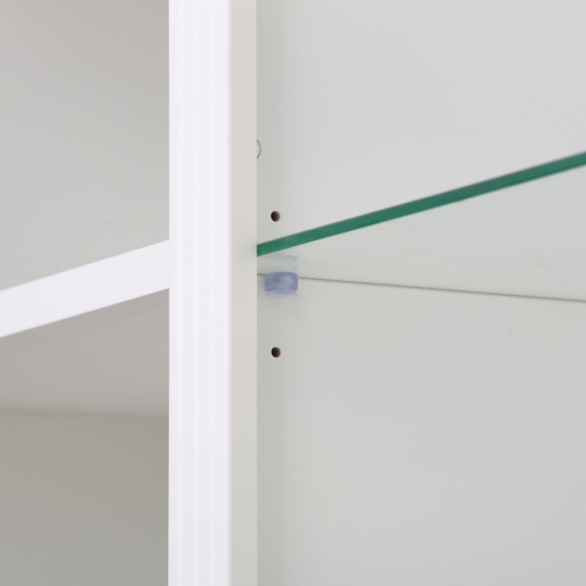 Retro Style 3 Piece Bookcase Display Cabinet With Adjustable LED Lighting, Tempered Glass Shelves - White