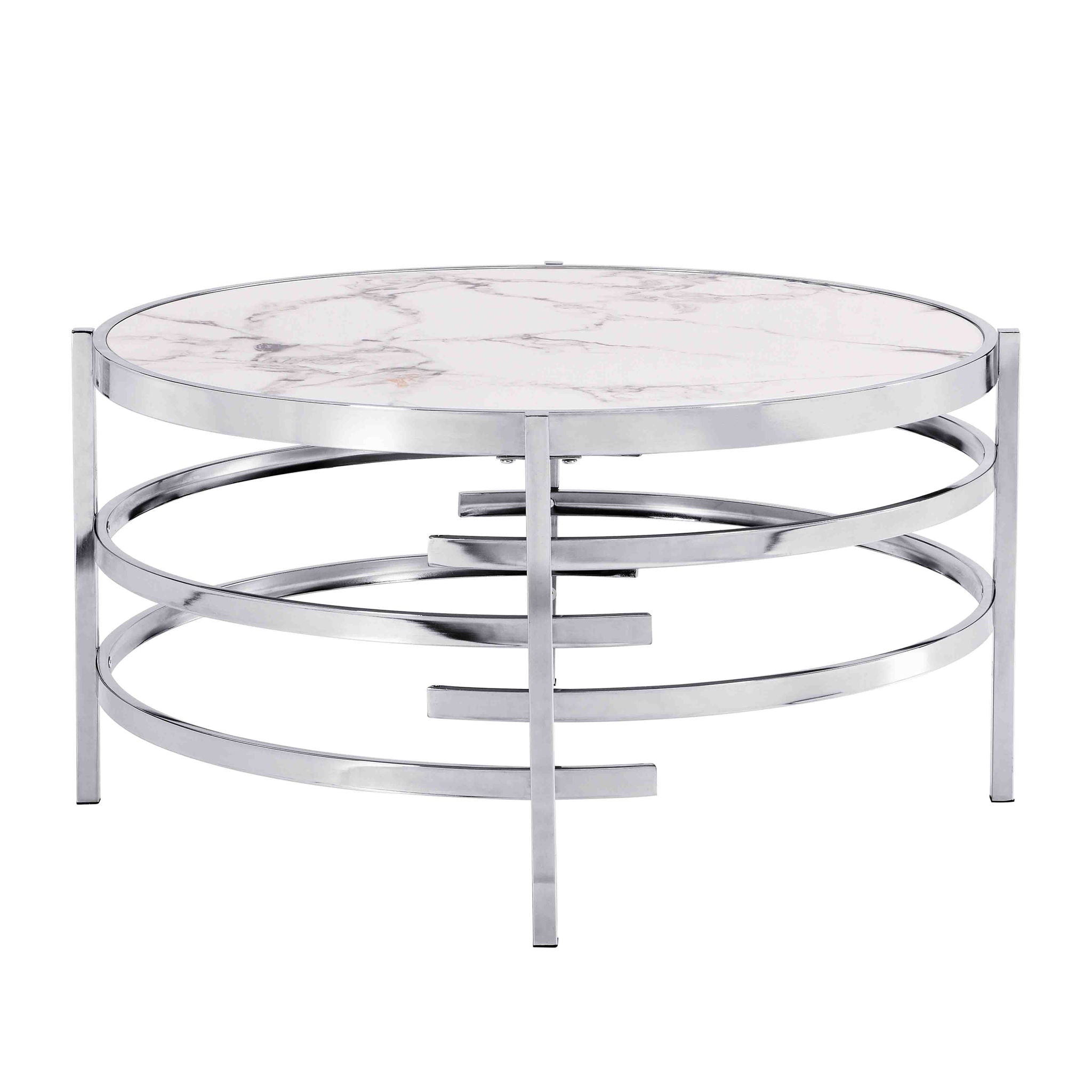 Elegant Round Table With Sintered Stone Top & Sturdy Metal Frame