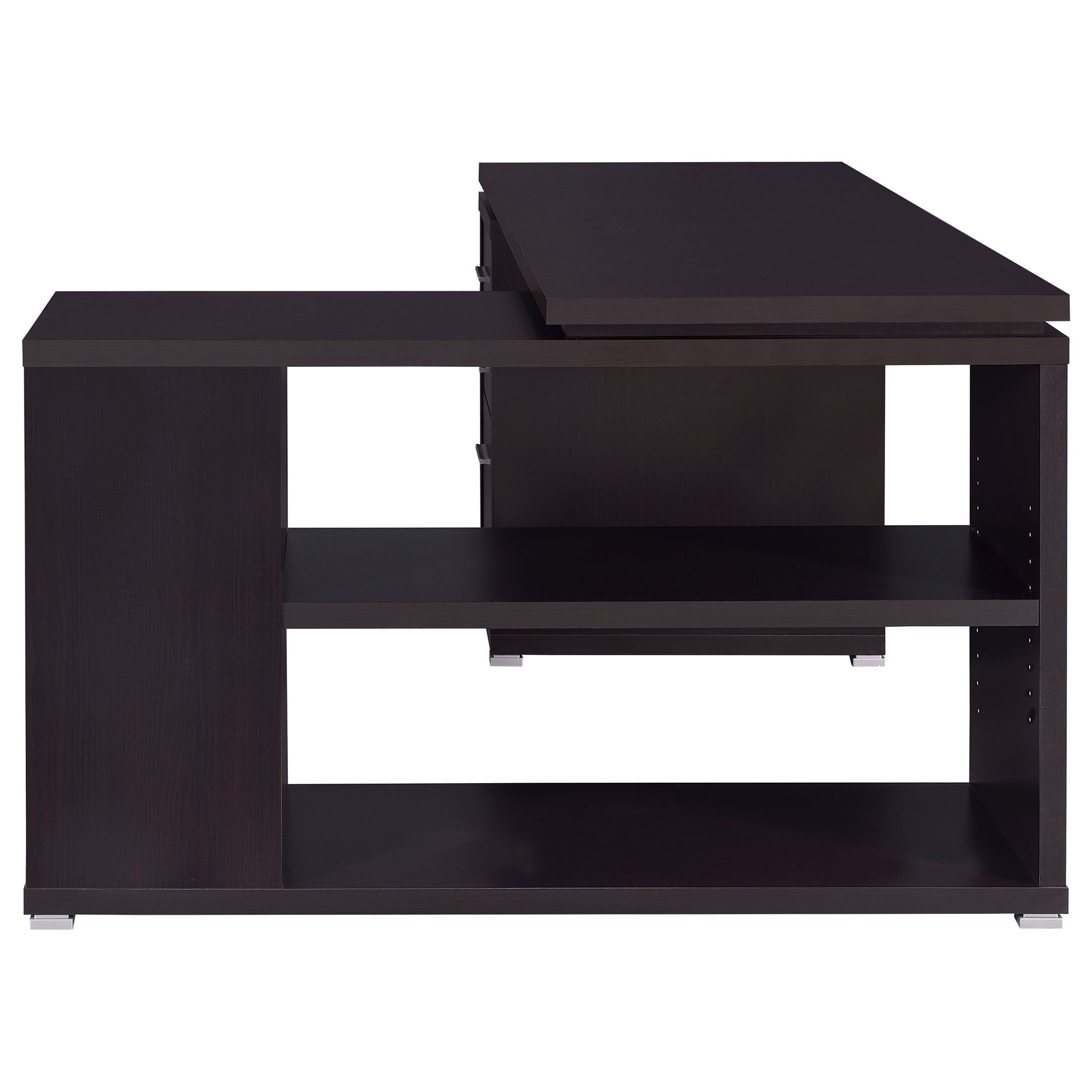 Transitional L Shape Computer Desk With Multiple Storage And Built In File Cabinet