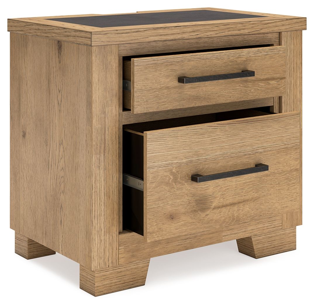 Signature Design by Ashley® Galliden - Light Brown - Two Drawer Night Stand | Meri Furniture
