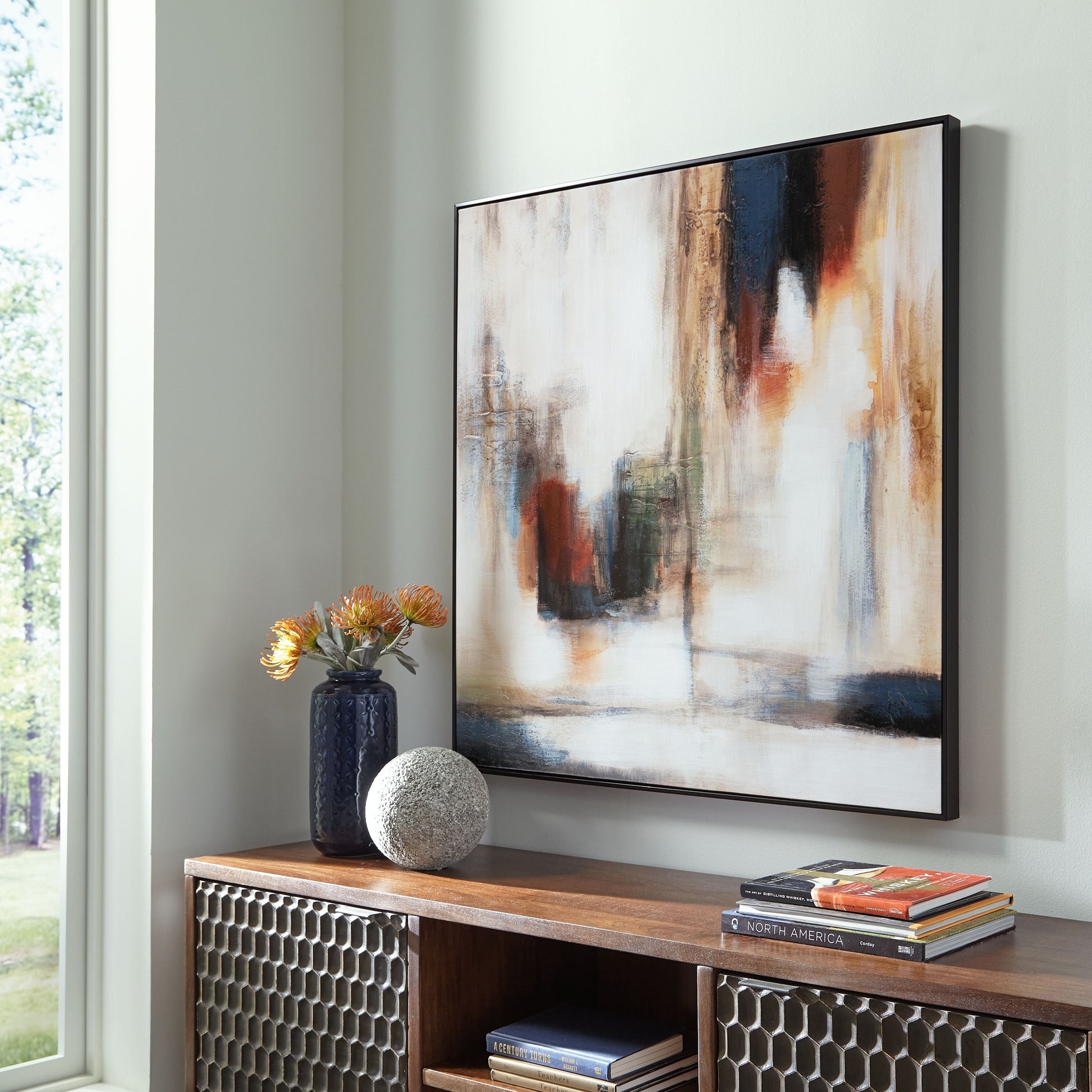 Signature Design by Ashley® Pigeonford - White / Teal / Gold - Wall Art | Meri Furniture
