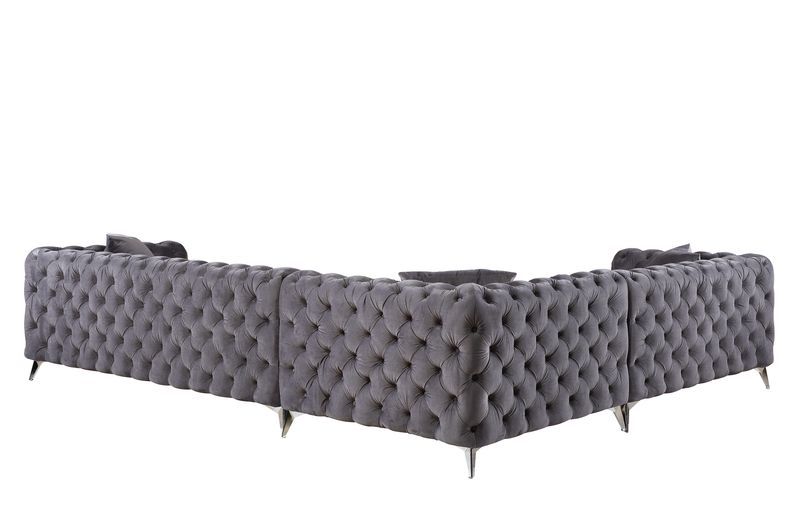 ACME Wugtyx - Sectional Sofa - Dark Grayvelvet - 29" | Meri Furniture