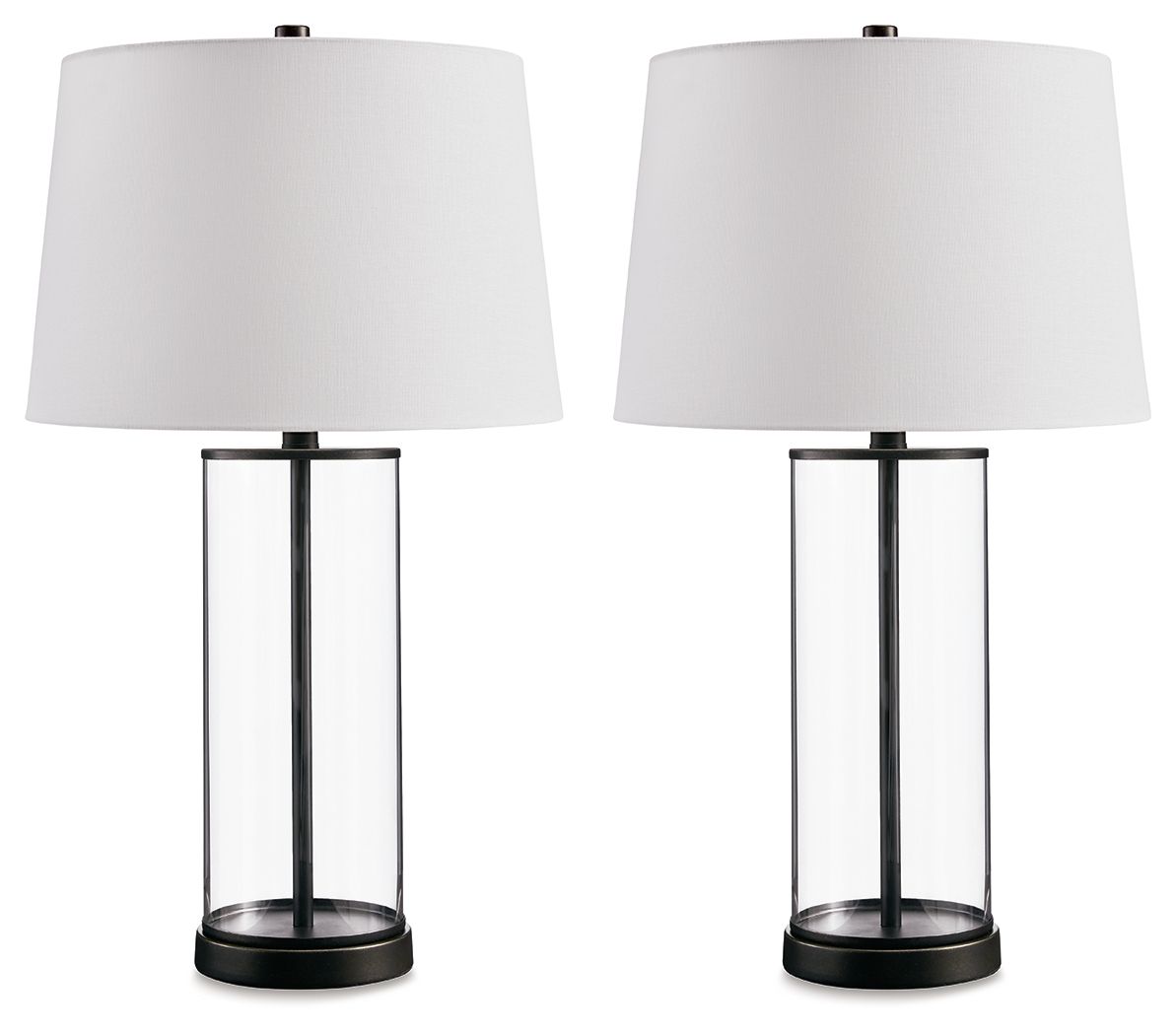 Signature Design by Ashley® Wilmburgh - Clear / Bronze Finish - Glass Table Lamp (Set of 2) | Meri Furniture