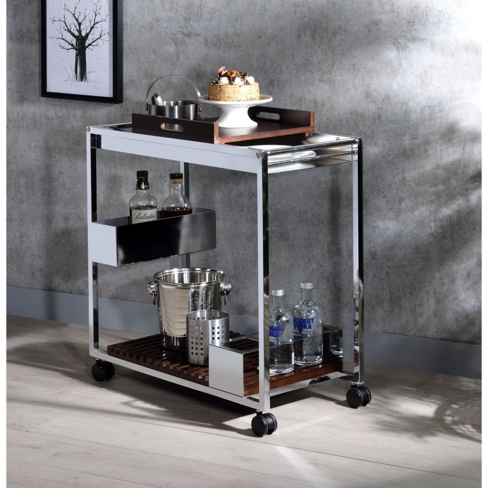 ACME Lisses - Serving Cart - Chrome | Meri Furniture