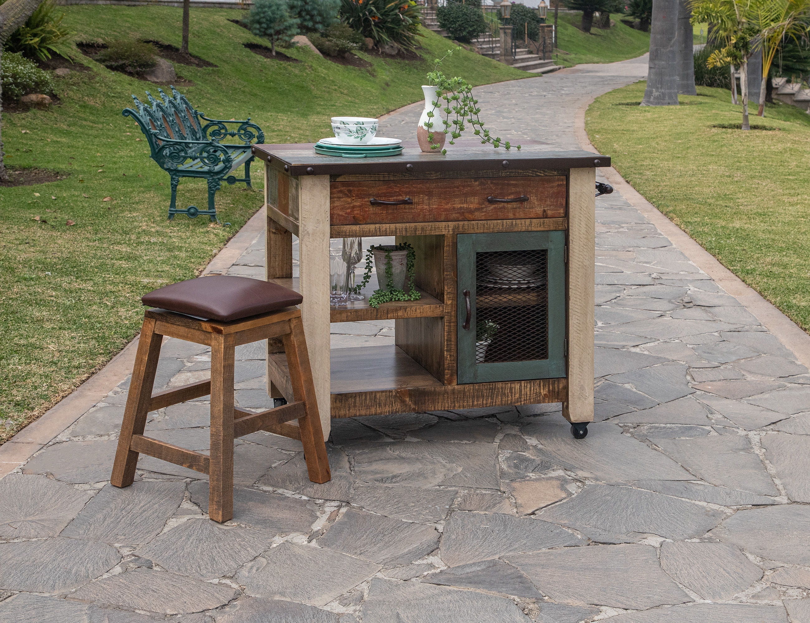 International Furniture Direct Antique - Counter Stool | Meri Furniture