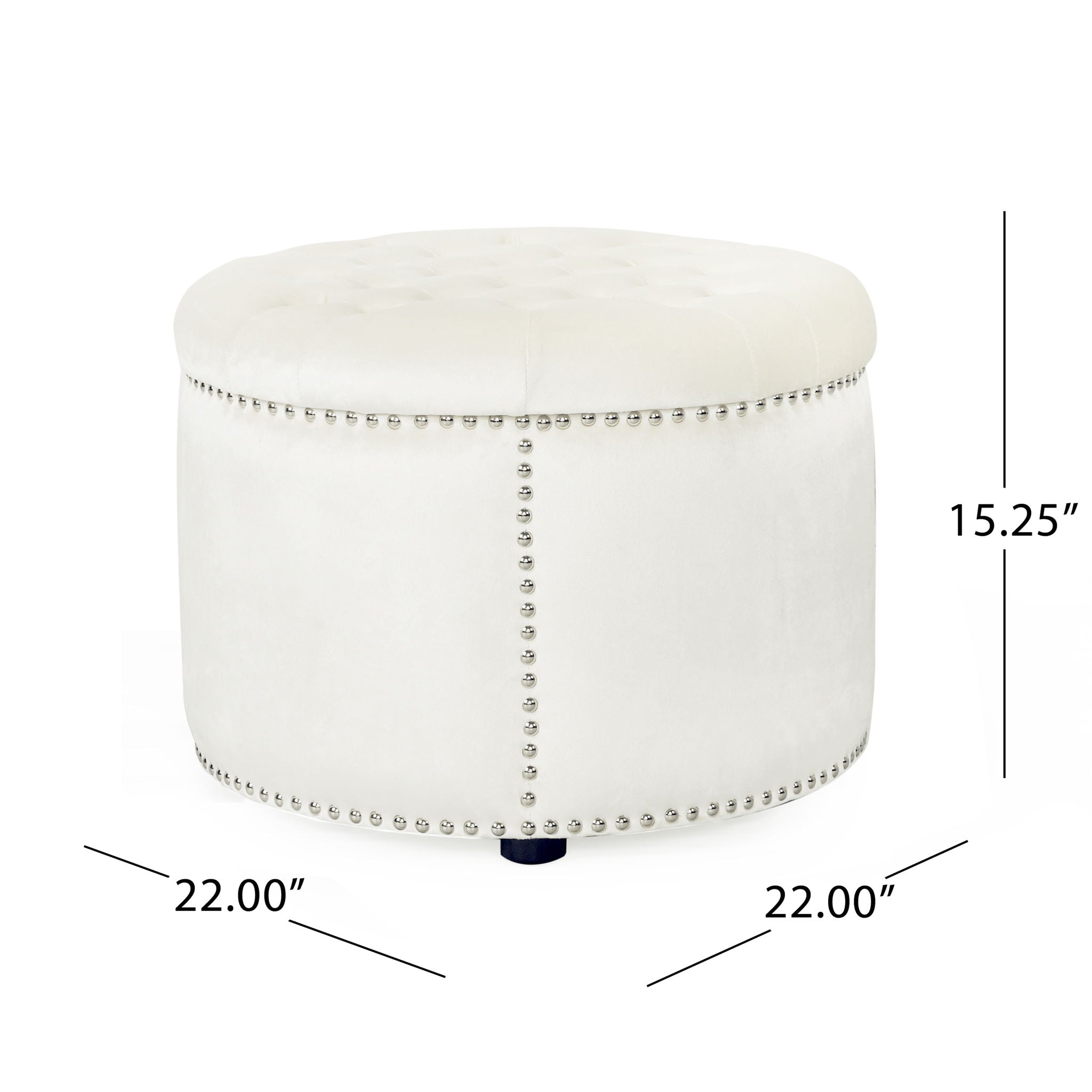 Elegant Round Ottoman Footstool With Studded Rim