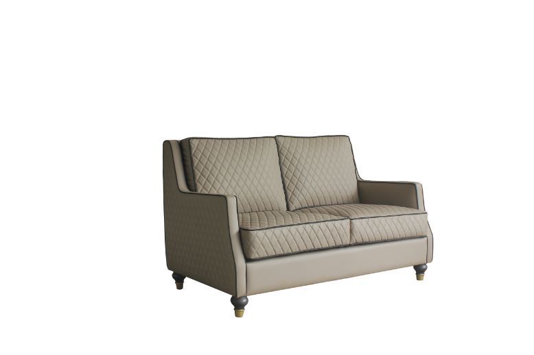 ACME House - Marchese Loveseat - Tan PU & Tobacco Finish | Meri Furniture