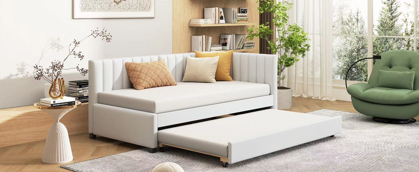 Upholstered Daybed, Sofa Bed Frame, No Box Spring Needed