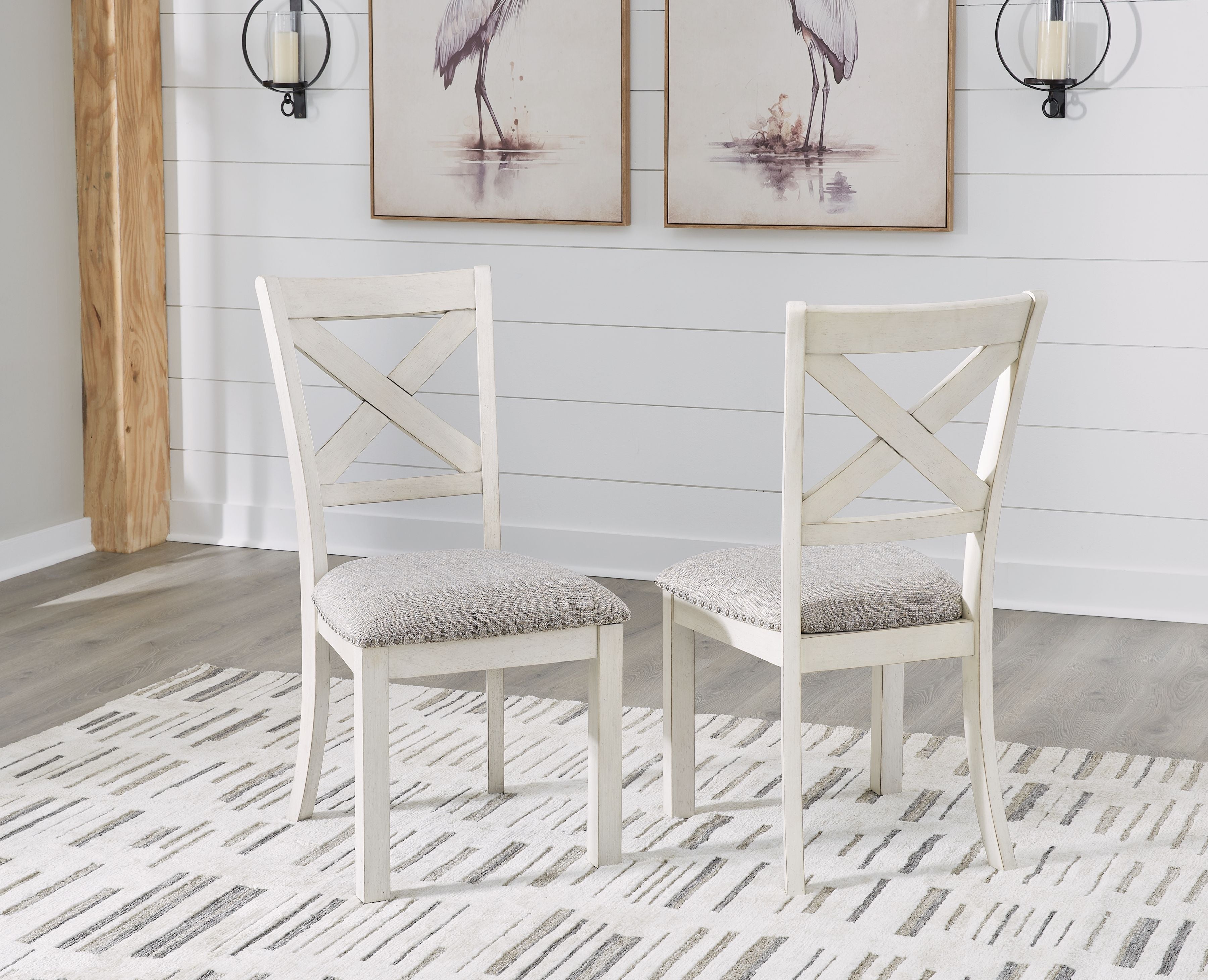 Signature Design by Ashley® Robbinsdale - Antique White - Dining Upholstered Side Chair (Set of 2) | Meri Furniture