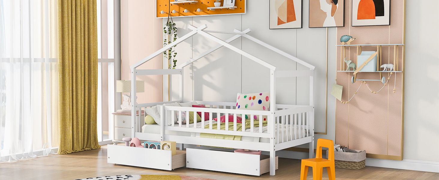 House Bed With 2 Drawers