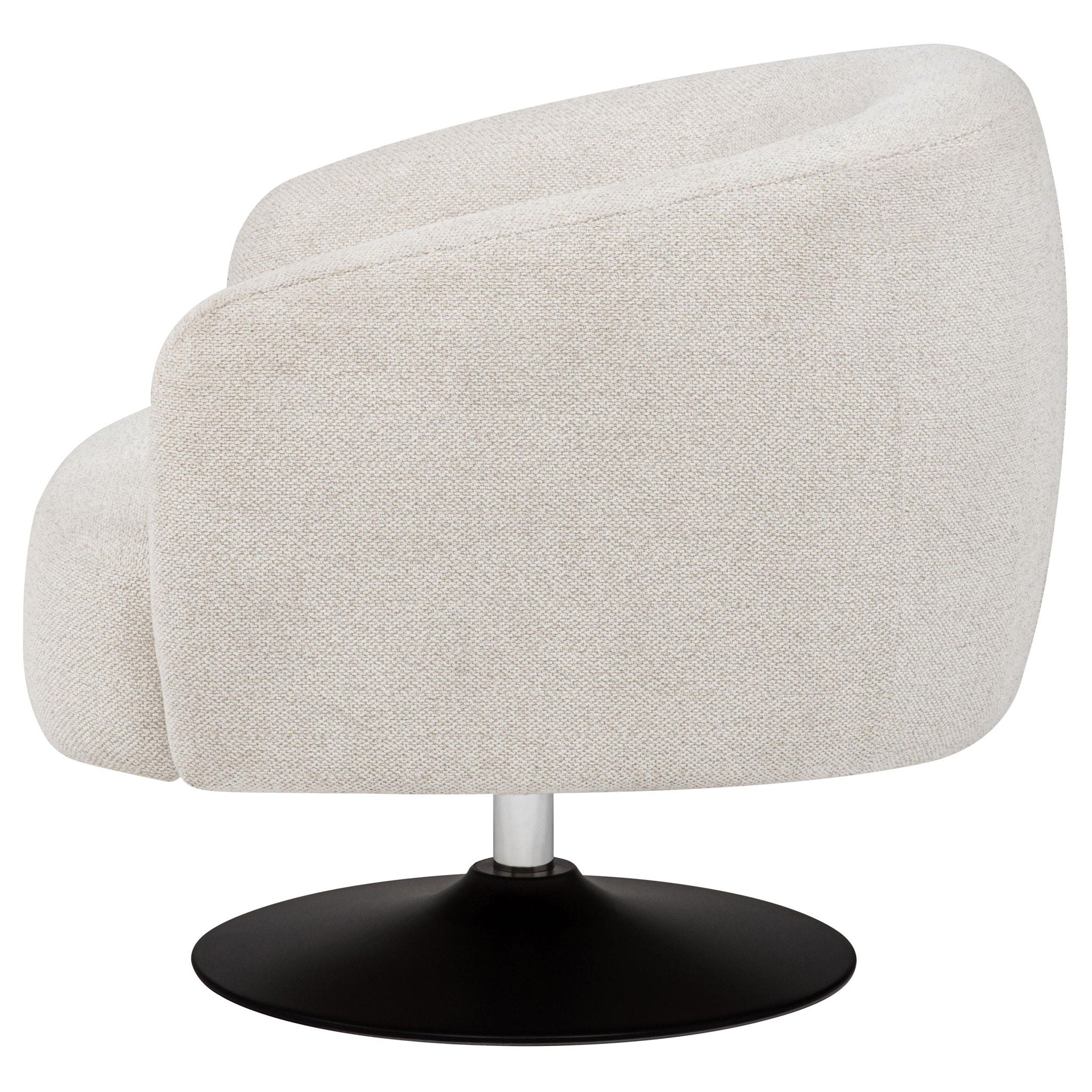 Dave Upholstered Barrel Back Swivel Club Chair Beige