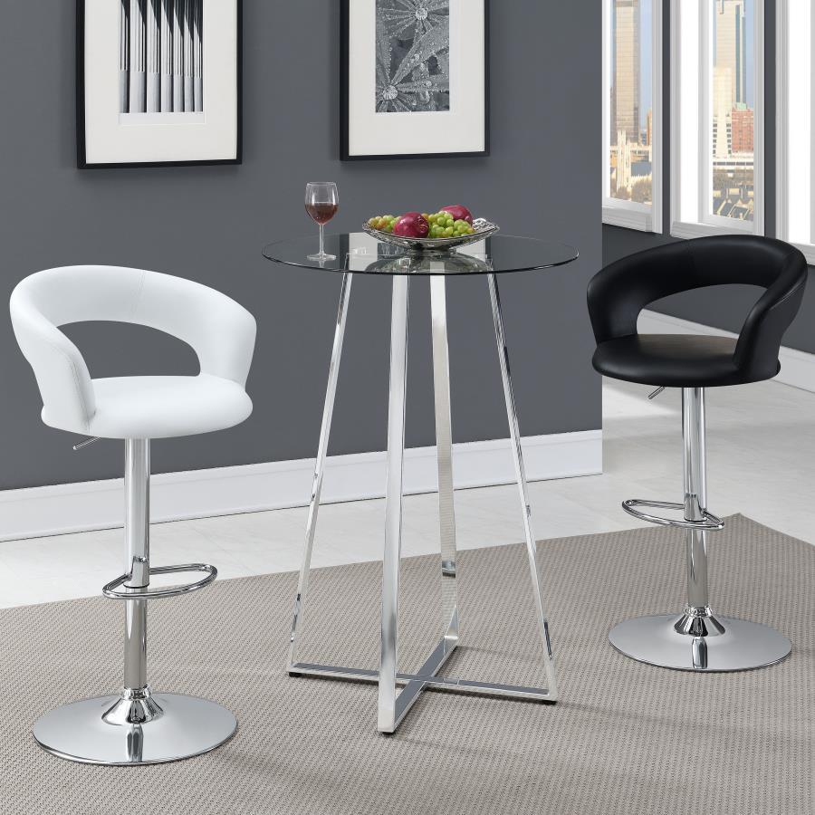 Coaster Fine Furniture Zanella - Round Glass Top Bistro Bar Table - Chrome | Meri Furniture