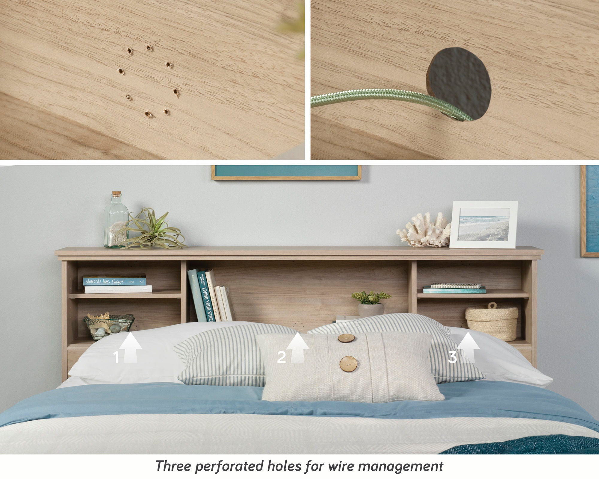 Full/Queen Bookcase Headboard Harvest Walnut