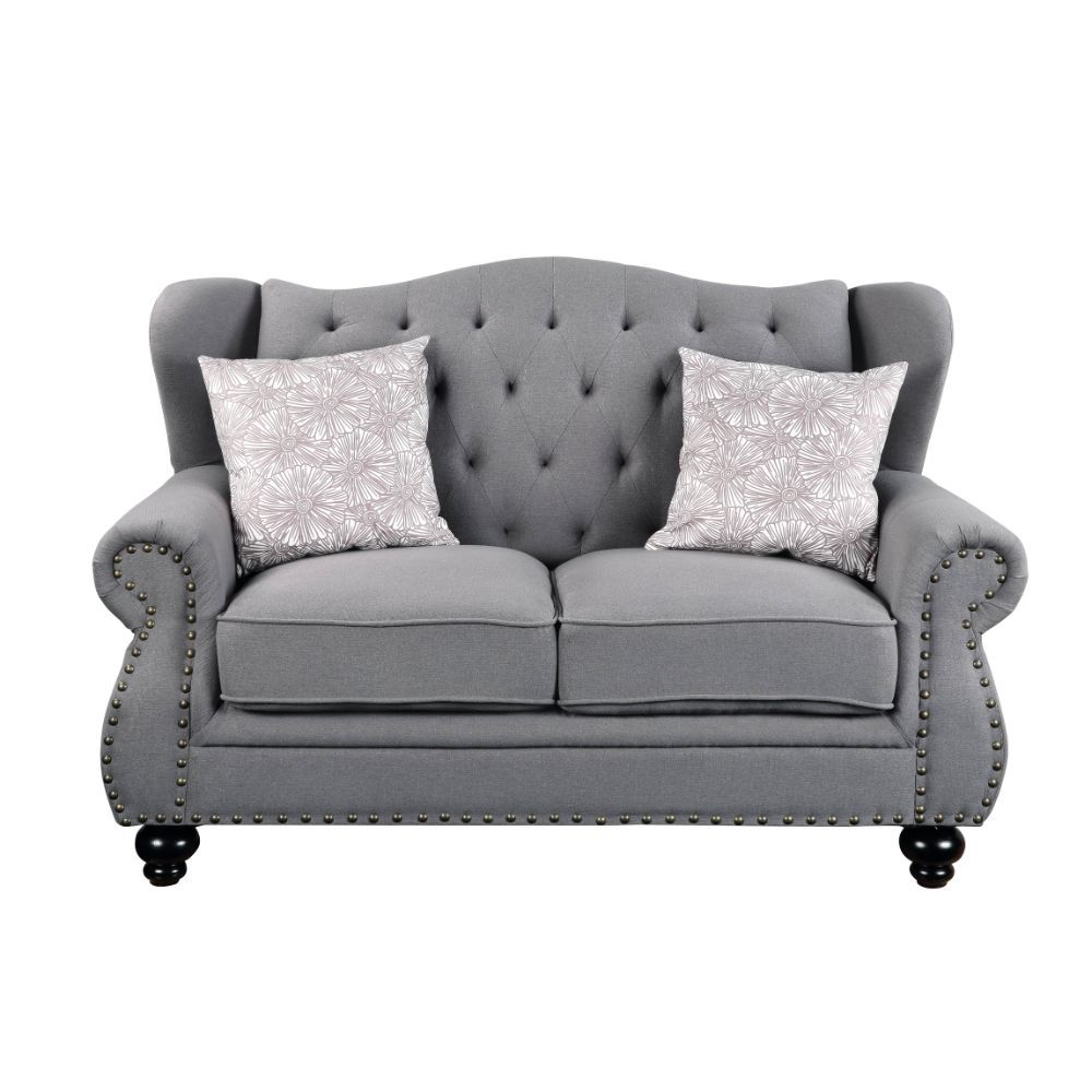 ACME Hannes - Loveseat - Gray Fabric | Meri Furniture