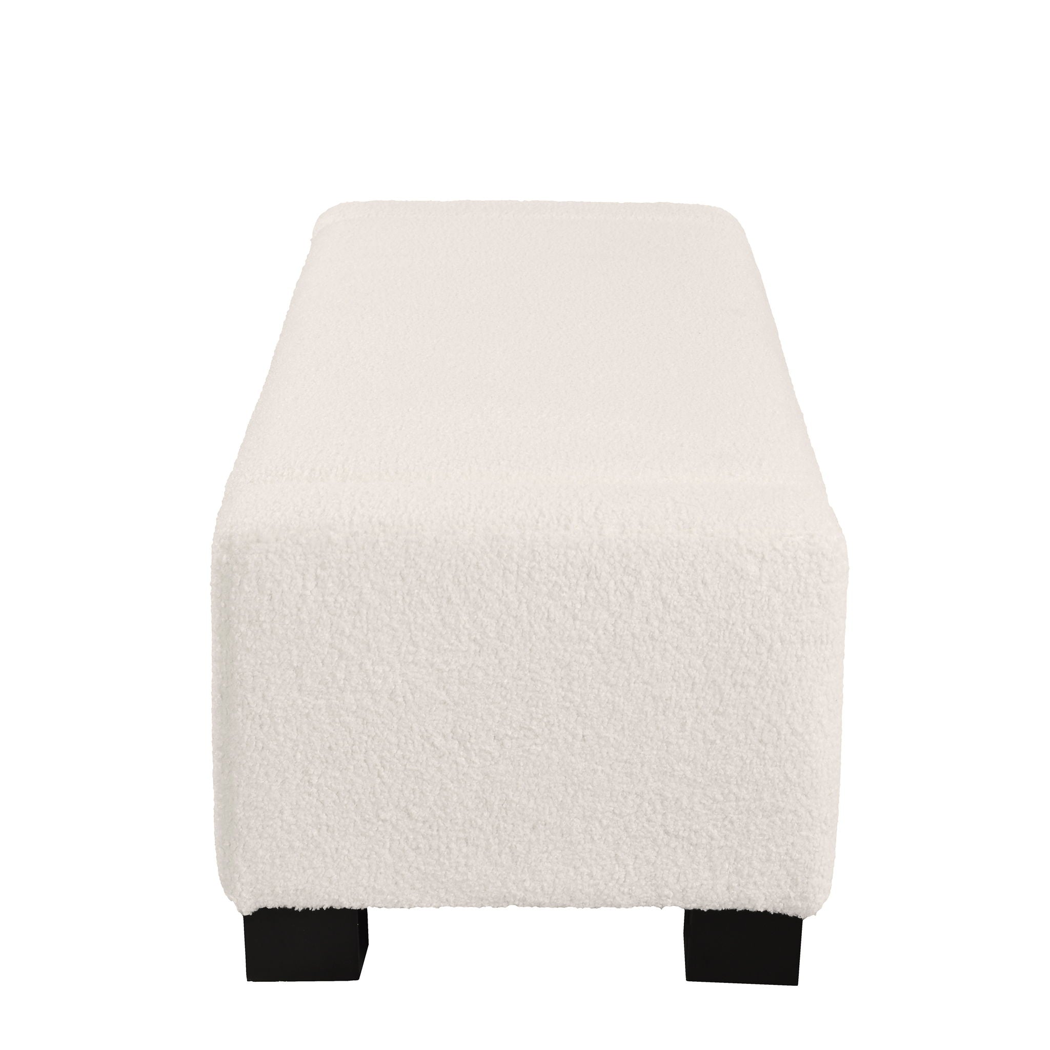 Textured Boucle Ottoman Bench With Hinged Lid For Seating And Storage - Beige