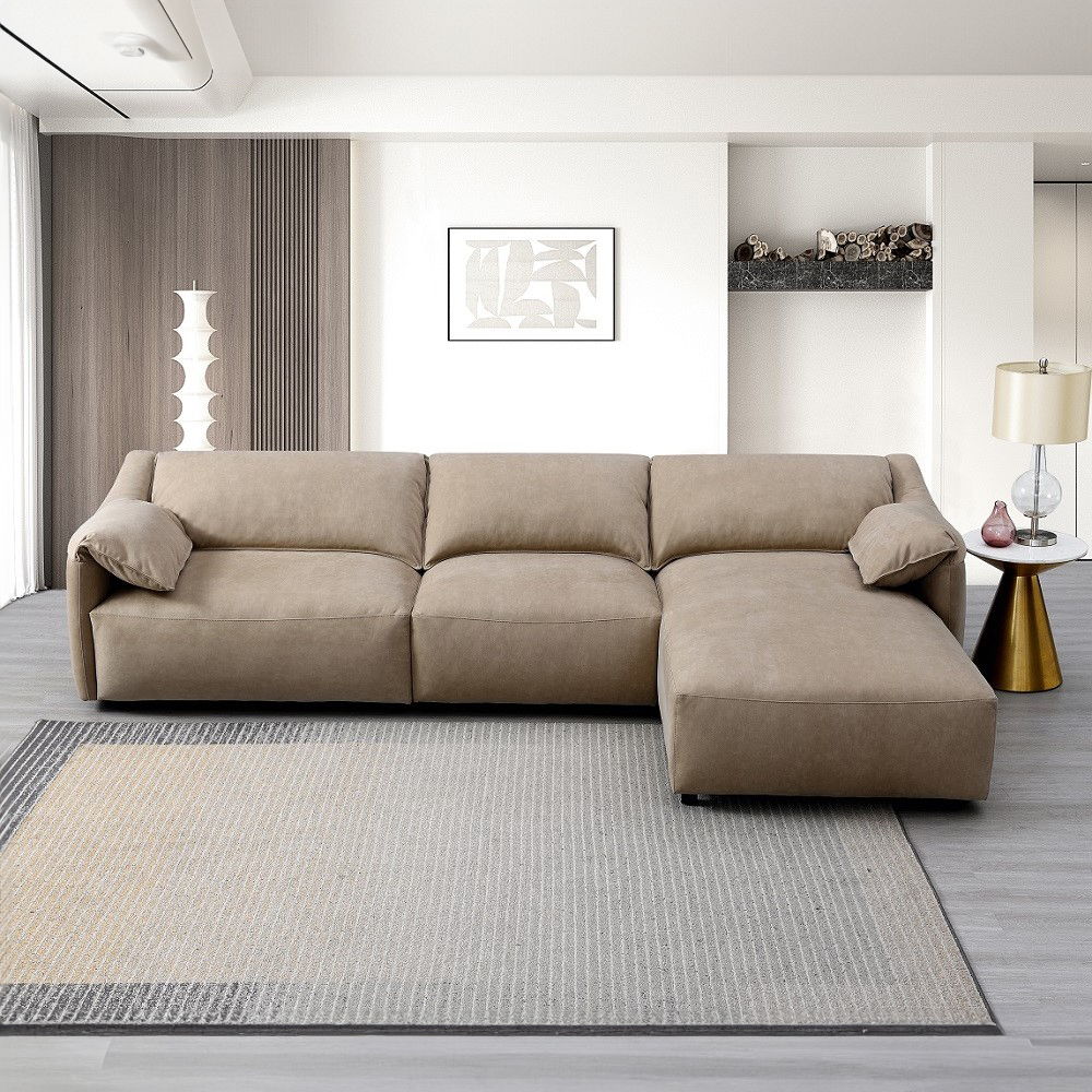 ACME Veata - Sectional Sofa - Light Brown Suede Velvet | Meri Furniture