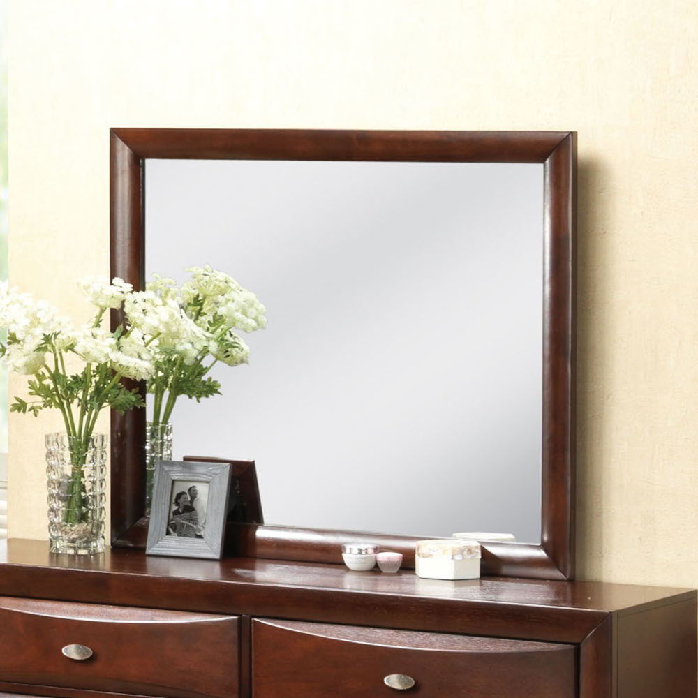 ACME The Ireland contemporary mirror is the perfect accent for your master bedroom. The Ireland collection features contemporary feel and the mirror helps to make small areas appear larger and more brightly lit. | Meri Furniture
