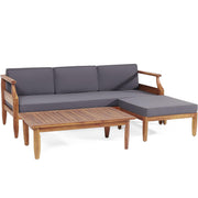 Bianca - Outdoor 3 Seater Sofa Chat Set With Ottoman - Teak