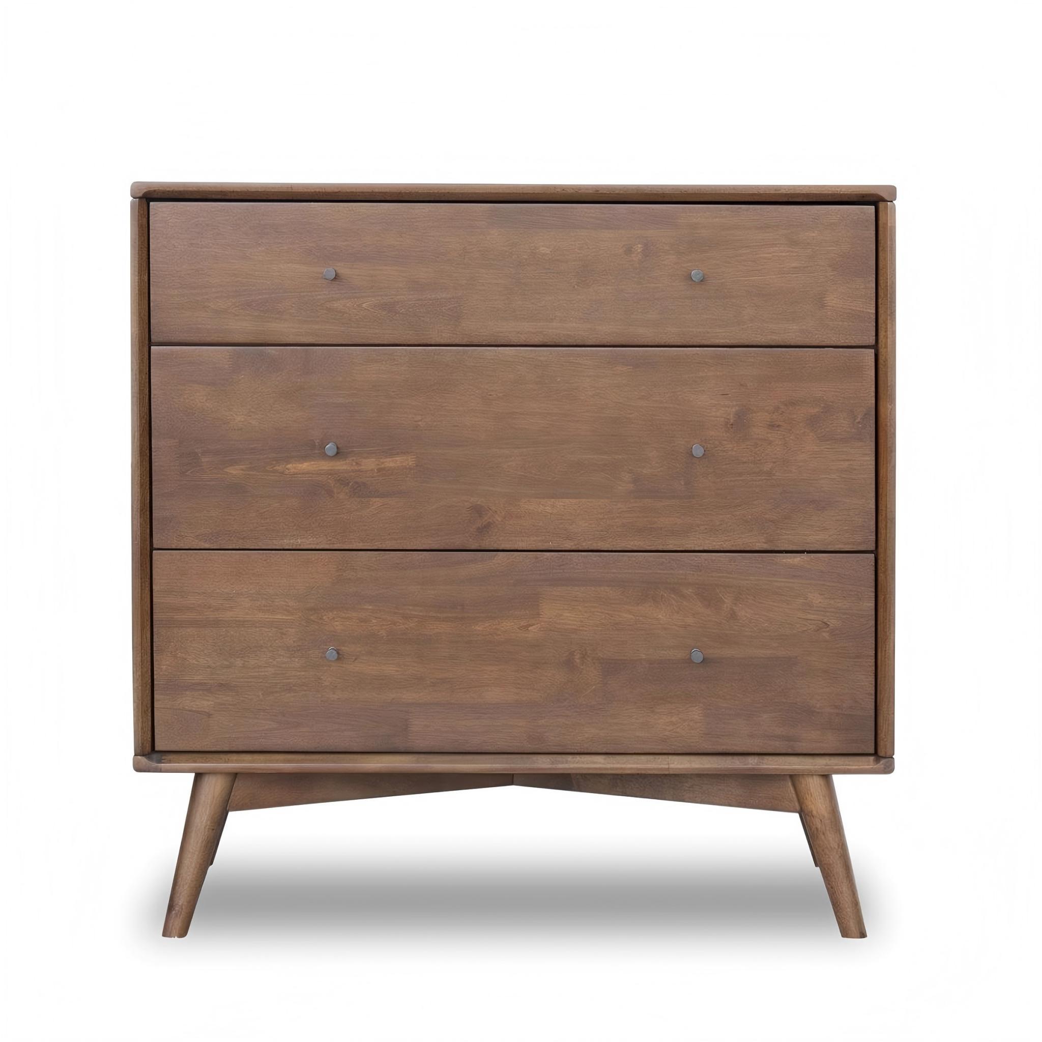 Caroline - Mid-Century Modern Dresser 3 Drawer - Brown / Wood