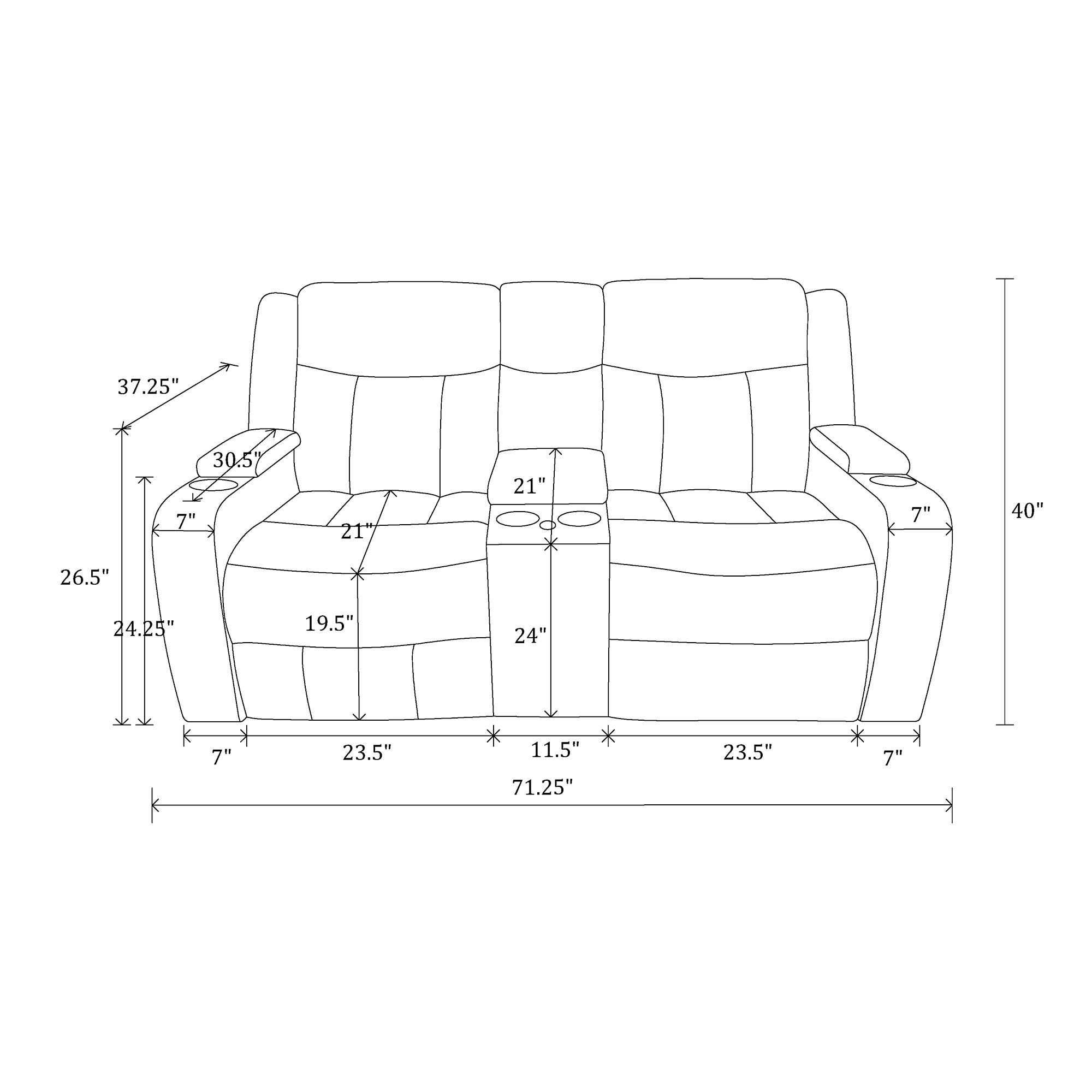 Blanca - Power Console Reclining Loveseat With LED Lights, Power Headrest And Speakers - Charcoal
