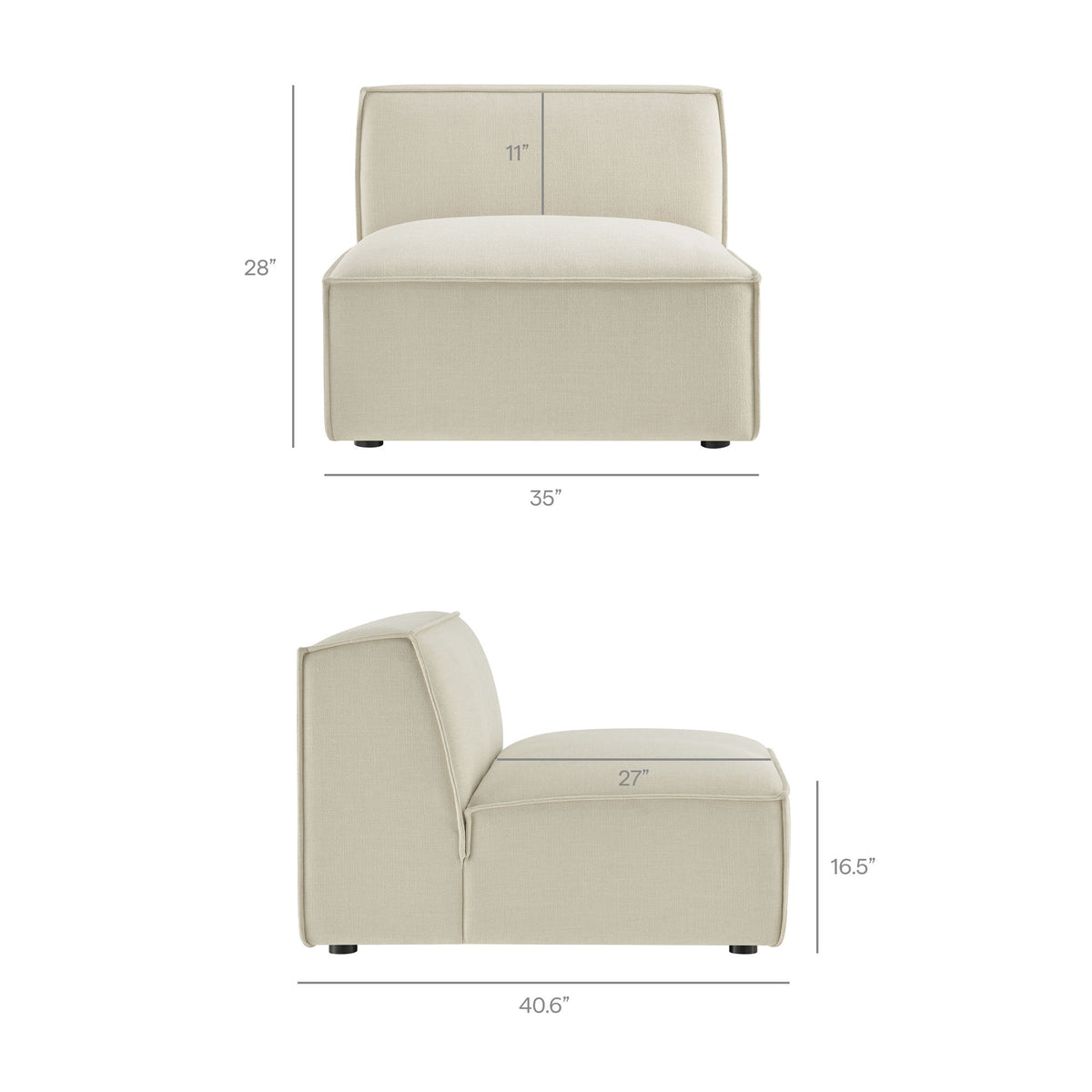 Restore 4-Piece Performance Fabric Upholstered Modular L-Shaped Armless Sectional Sofa by Modway